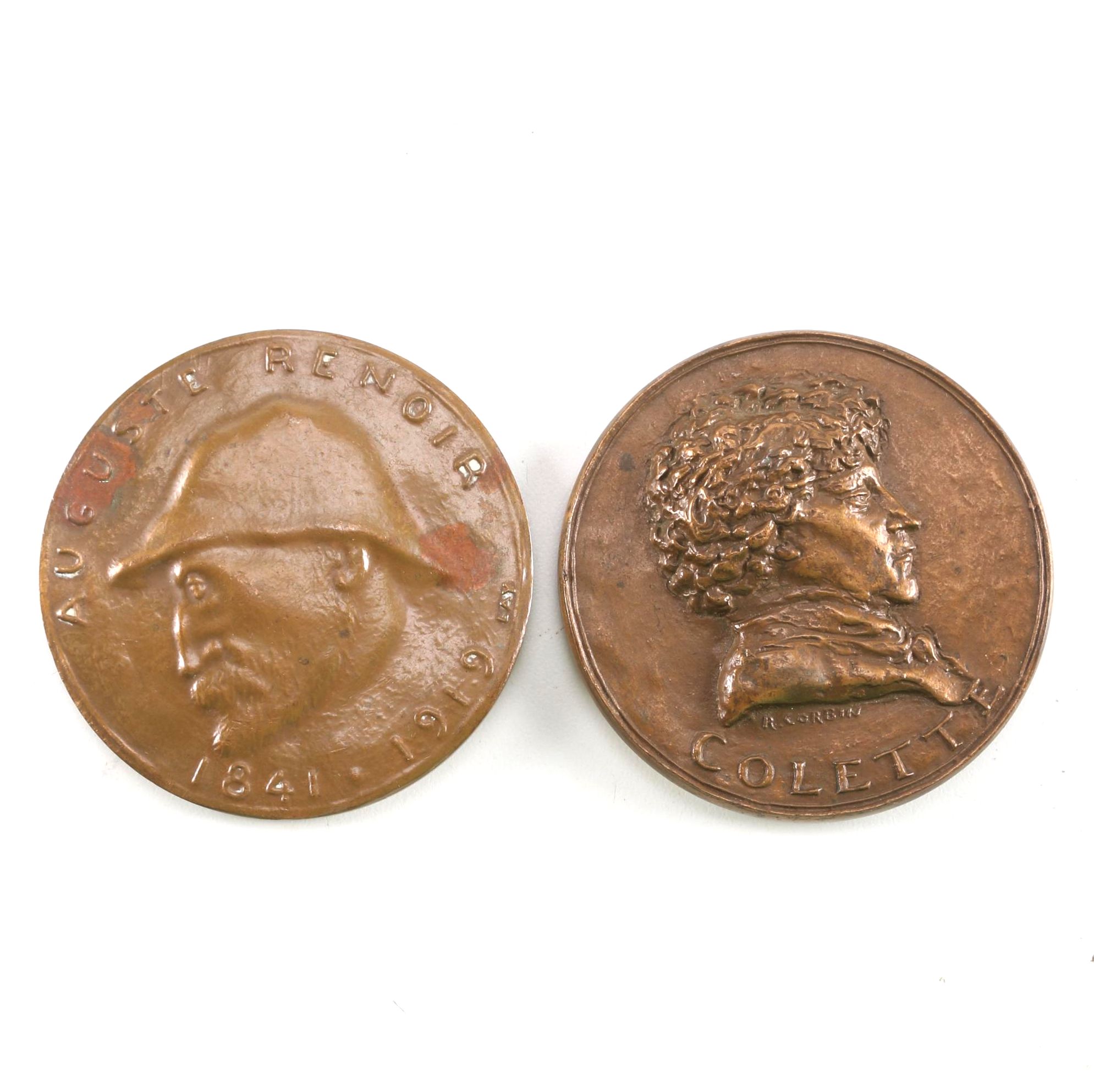 Pair of French Bronze Medallions