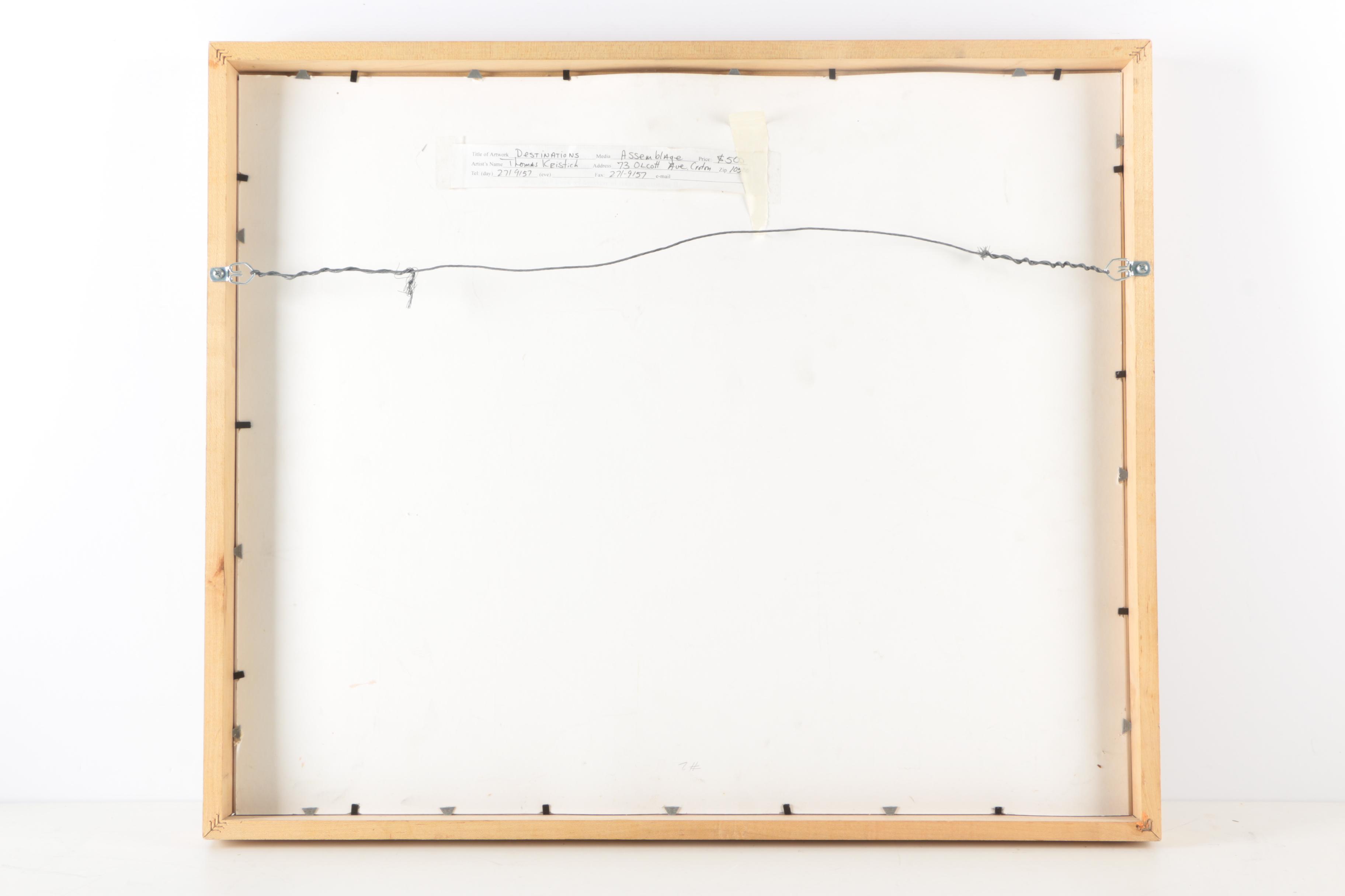 Thomas Kristich Mixed Media Assemblage "Destinations" from the "Meridian" Series