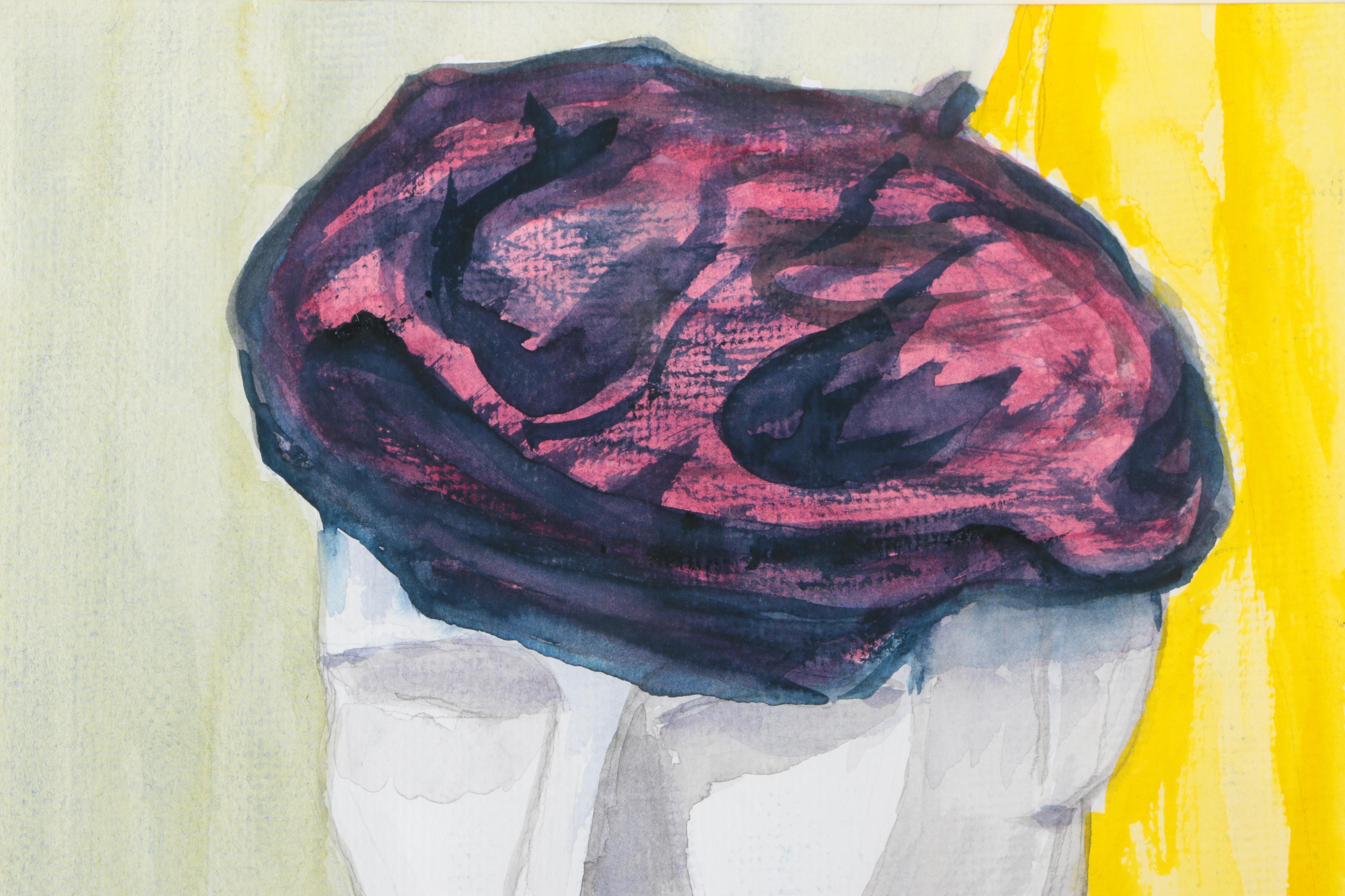 Neem Rubuls Watercolor on Paper of a Man's Head