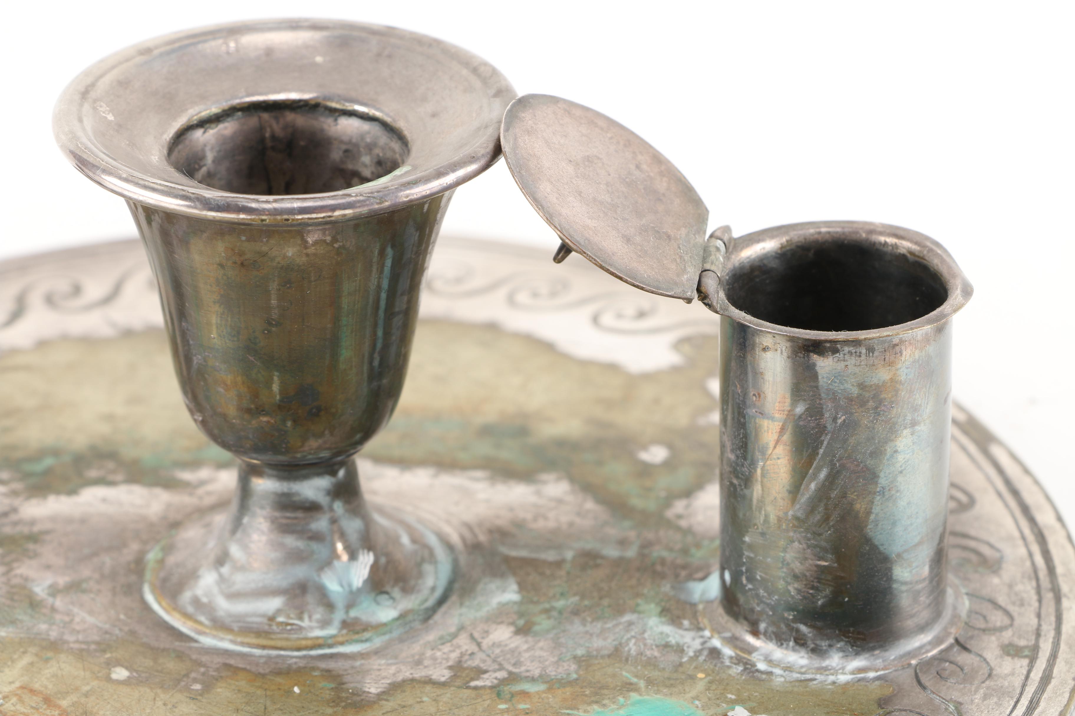 Silver Plate John Sherwood and Sons Silver Plate Chamberstick and Ronson Table Lighter