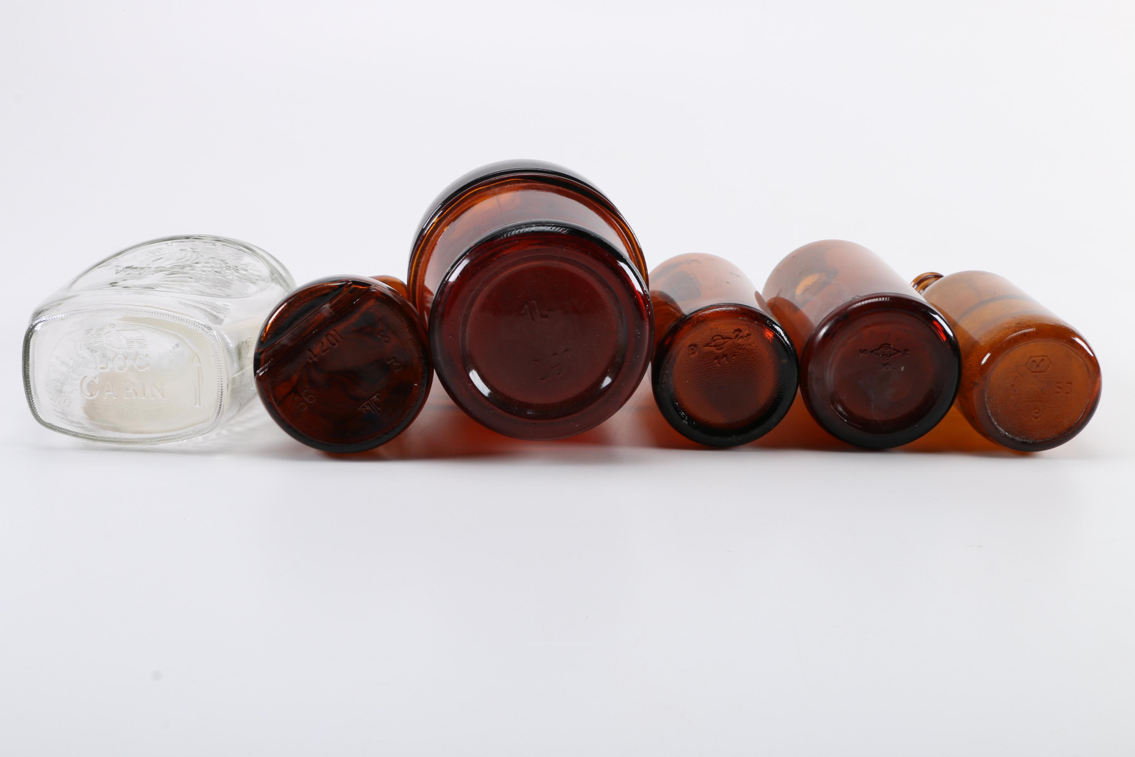 Assorted Decor Featuring Amber Glass Bottles