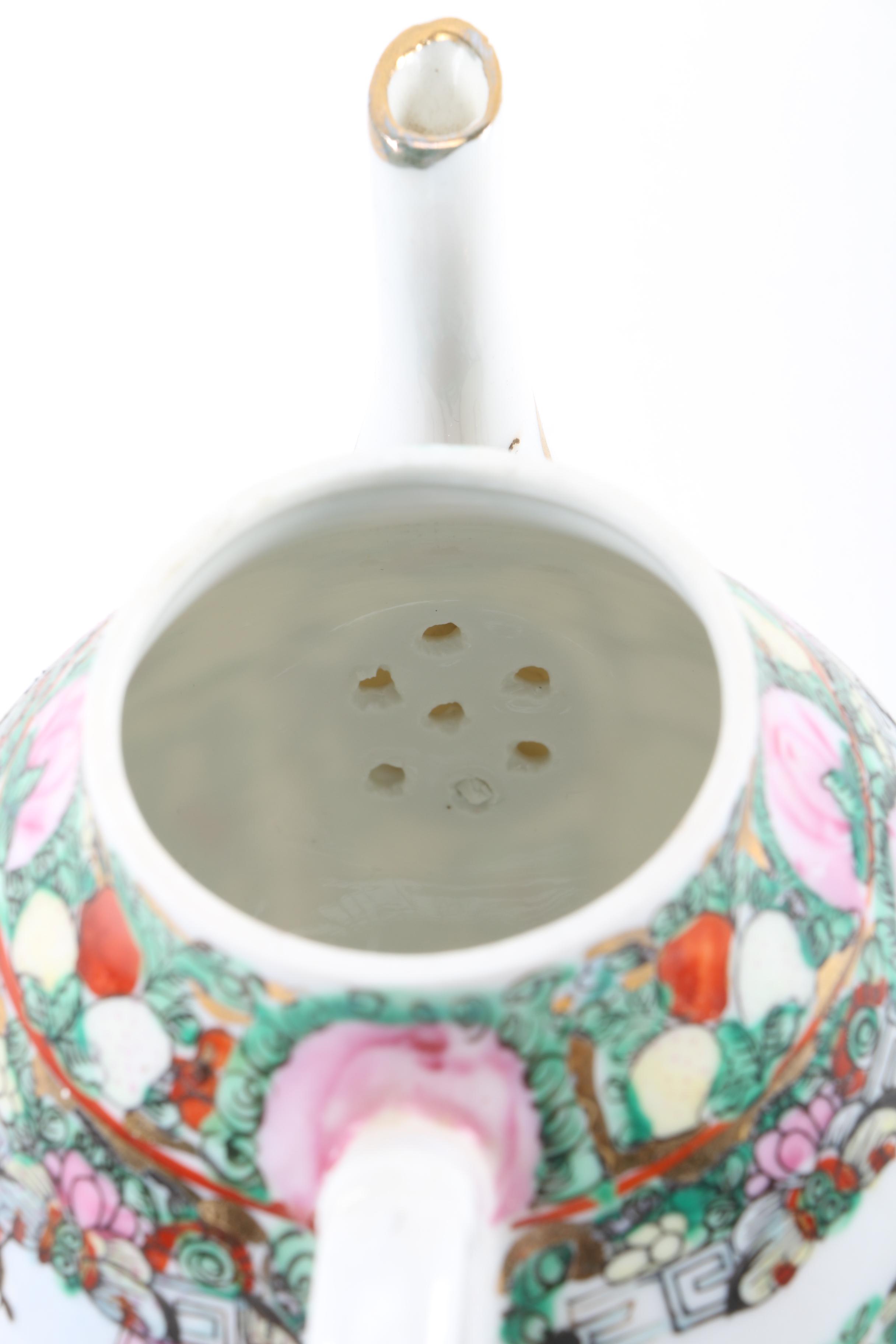 Porcelain Rose Medallion Teapot and  Irasia Coffee Pot