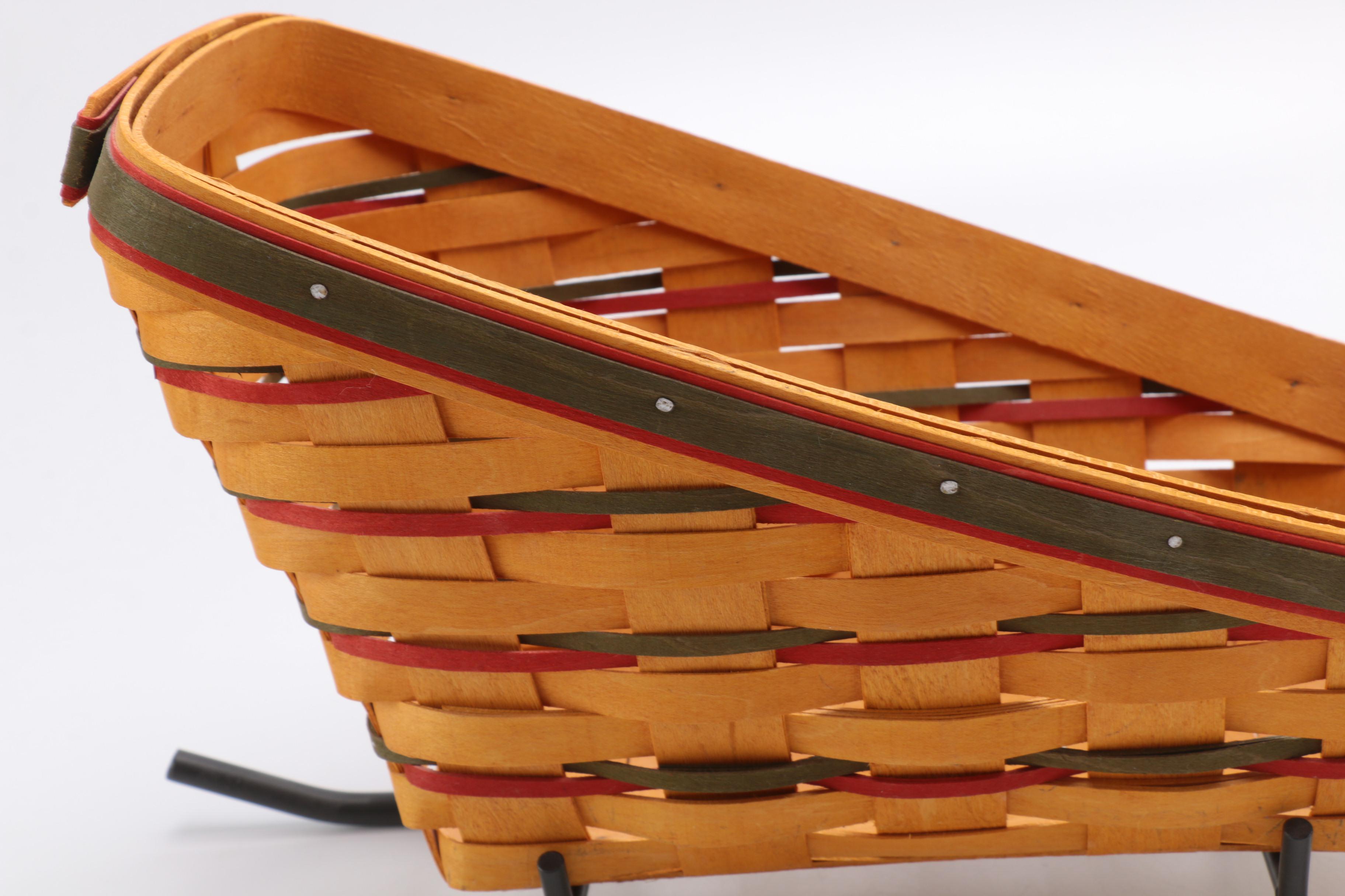 Longaberger Handwoven Sleigh Baskets with Metal Stands
