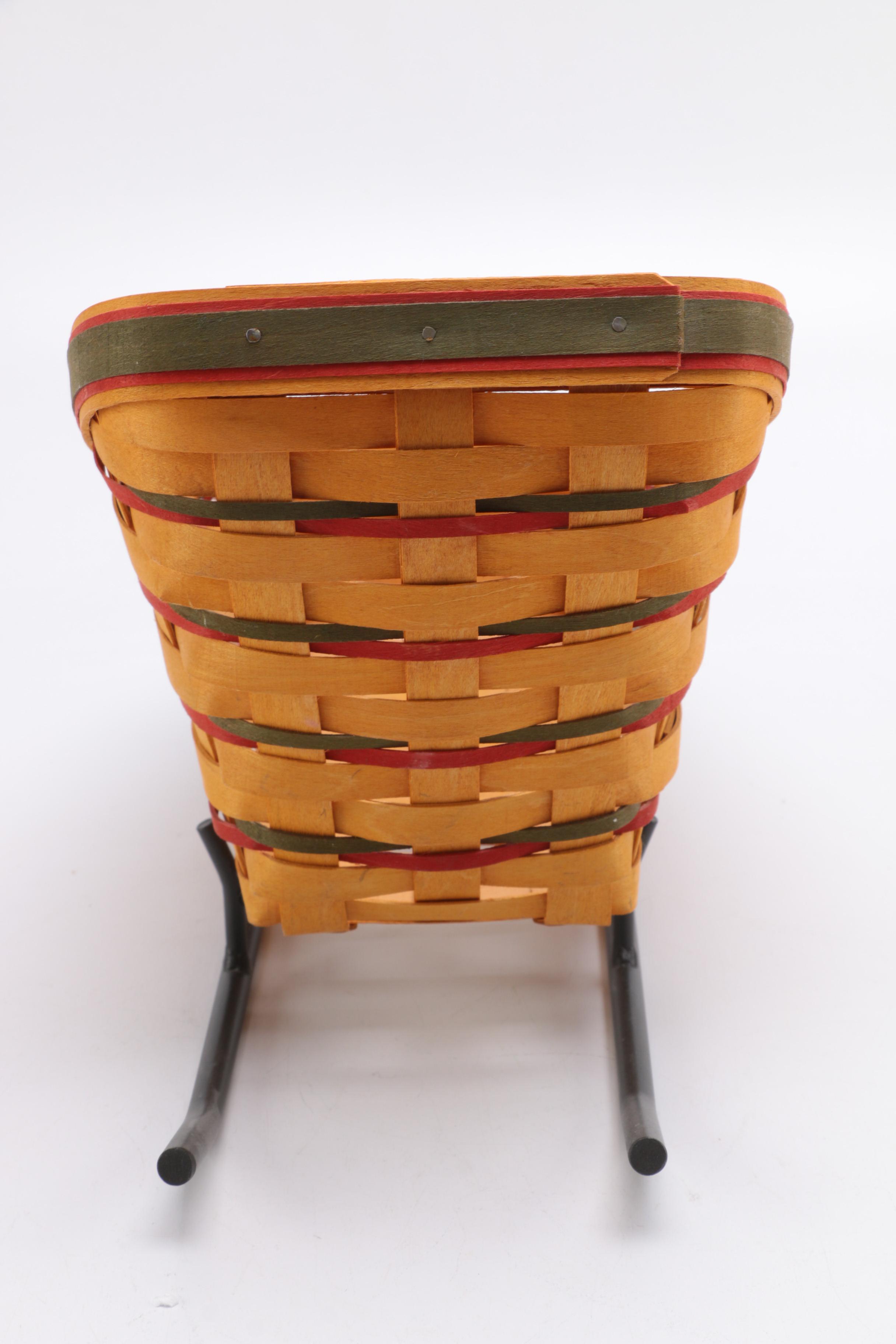 Longaberger Handwoven Sleigh Baskets with Metal Stands