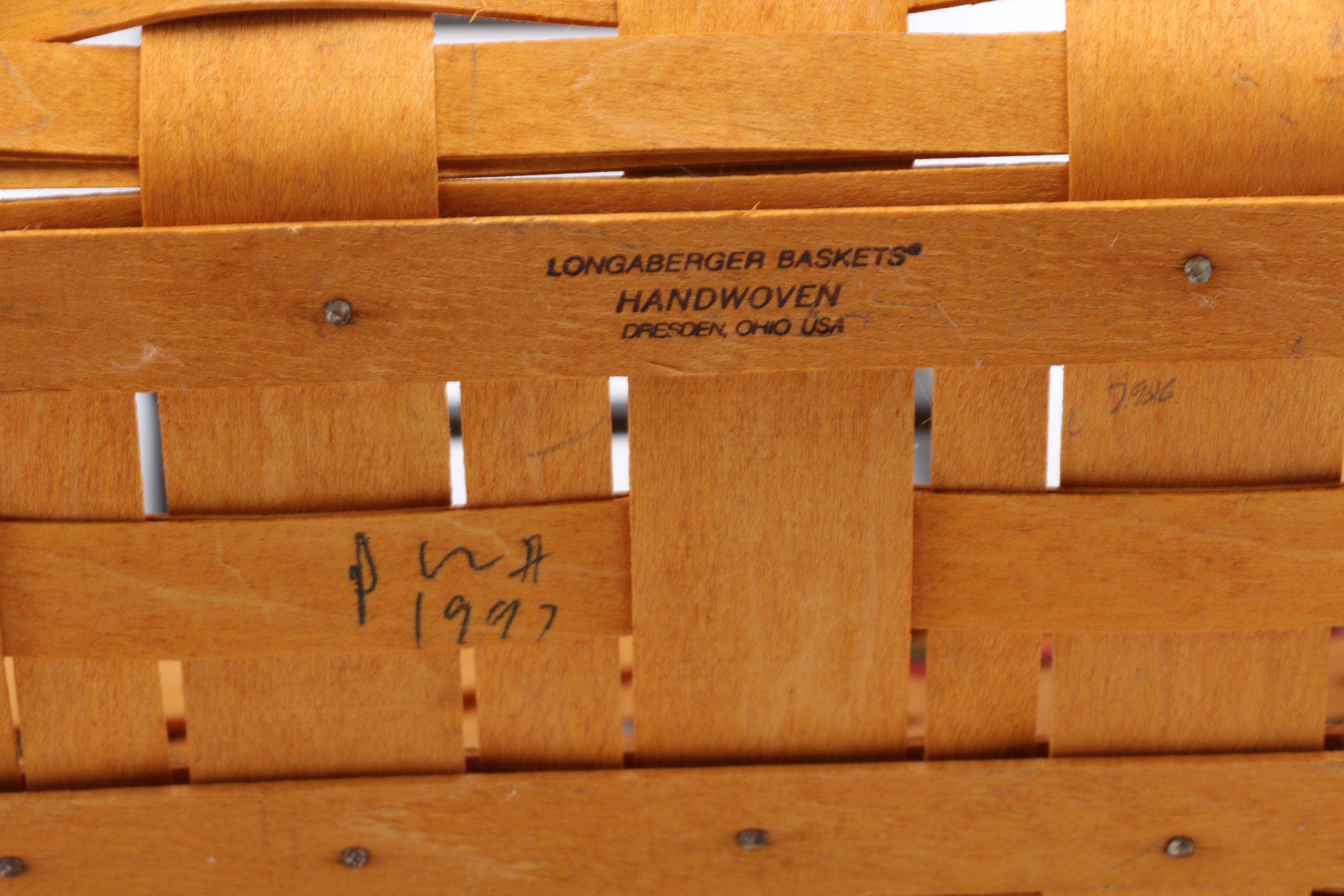 Longaberger Handwoven Sleigh Baskets with Metal Stands