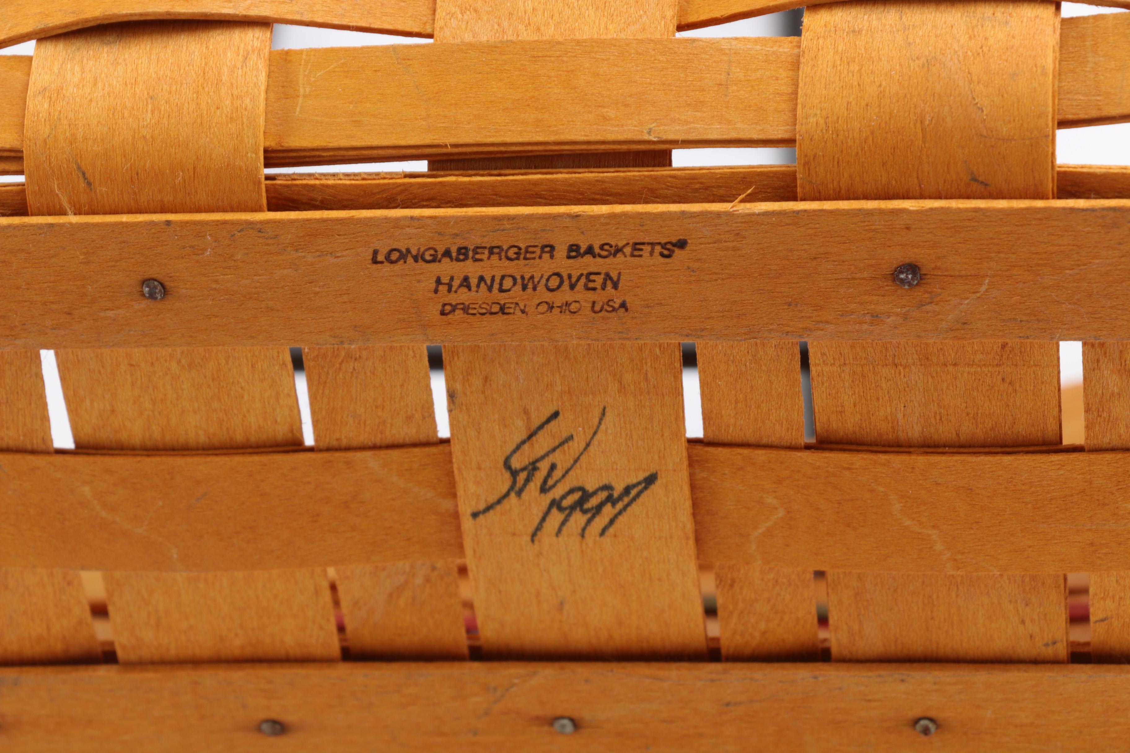 Longaberger Handwoven Sleigh Baskets with Metal Stands
