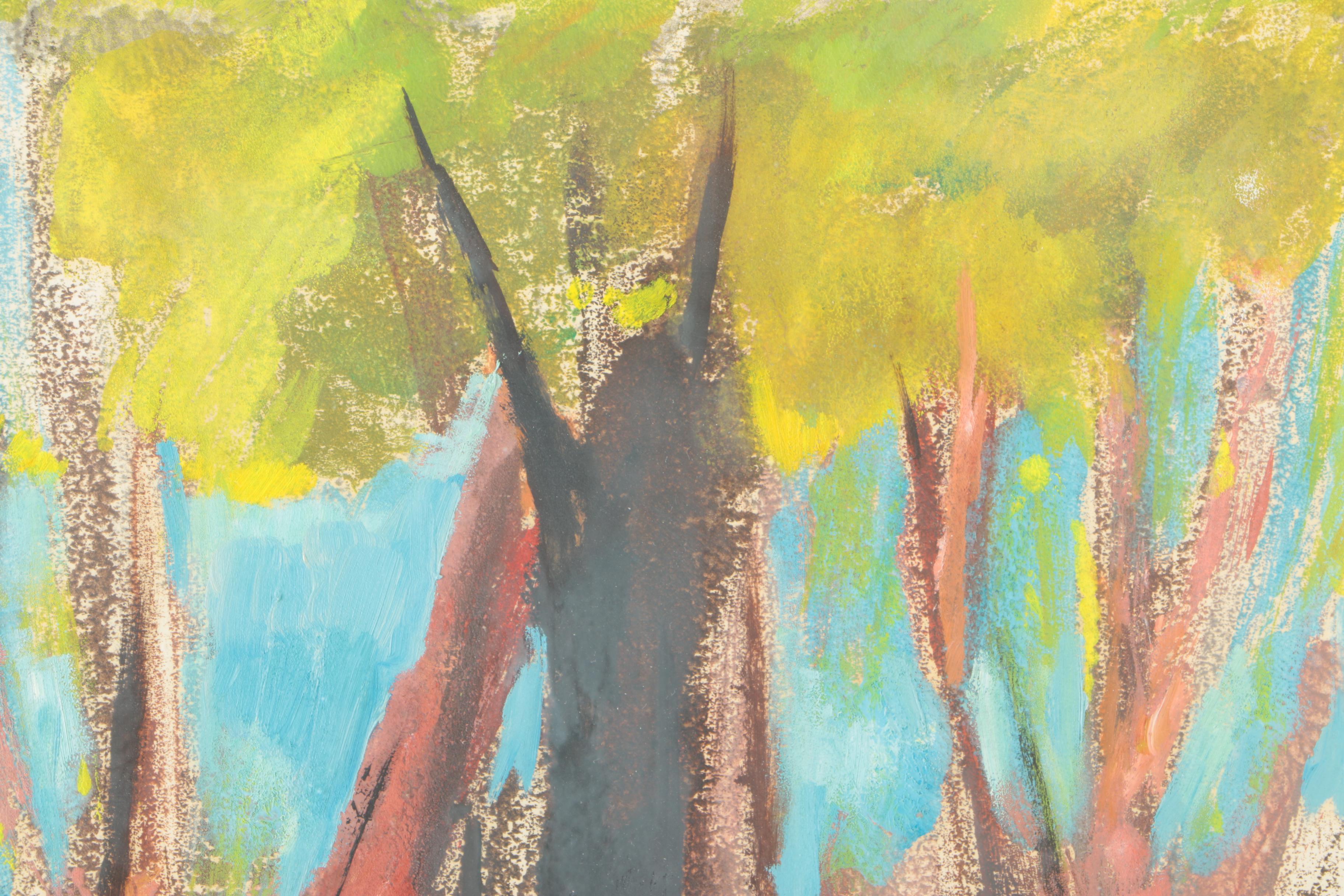Three Nina Cohen Mono-prints of Trees