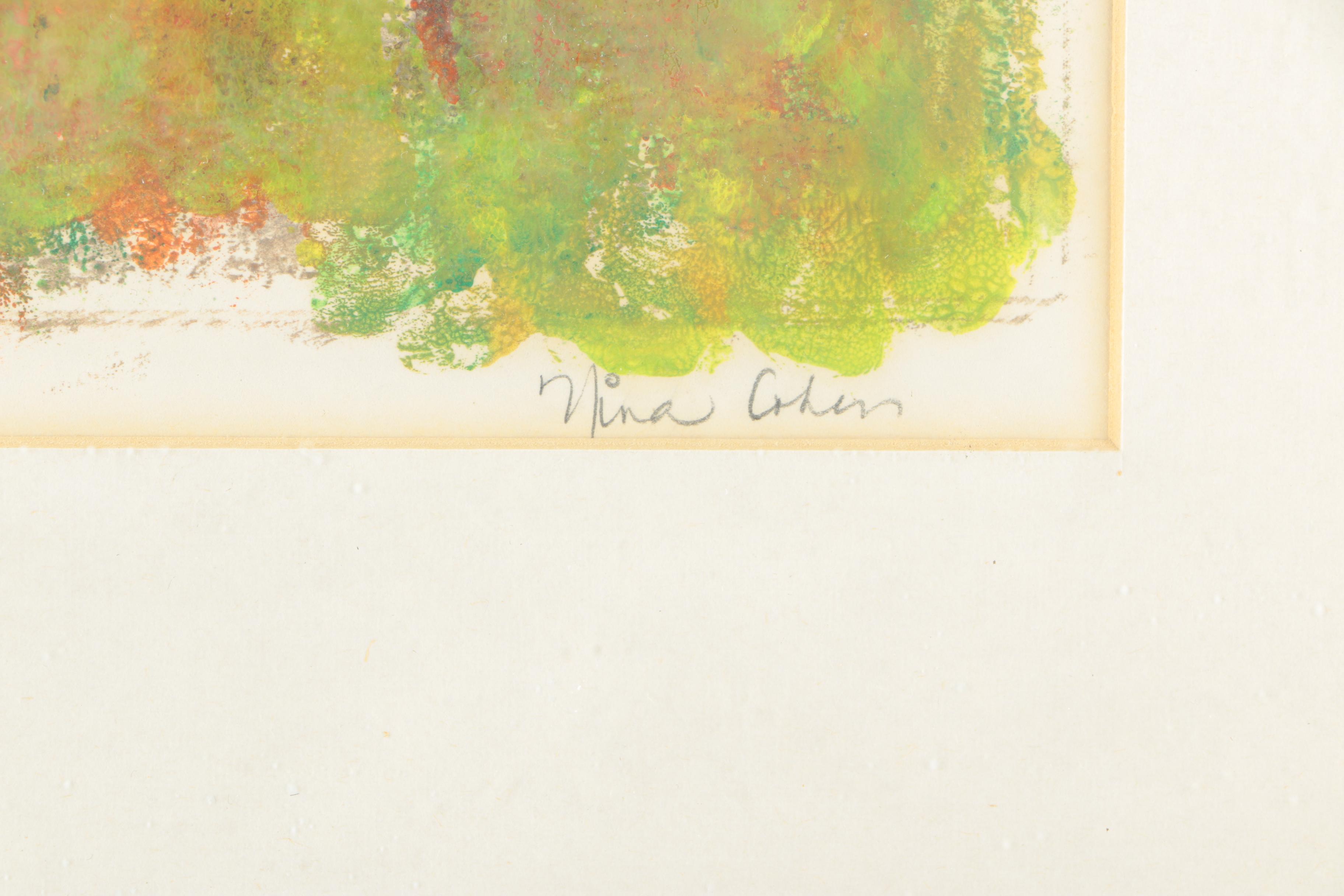 Three Nina Cohen Mono-prints of Trees