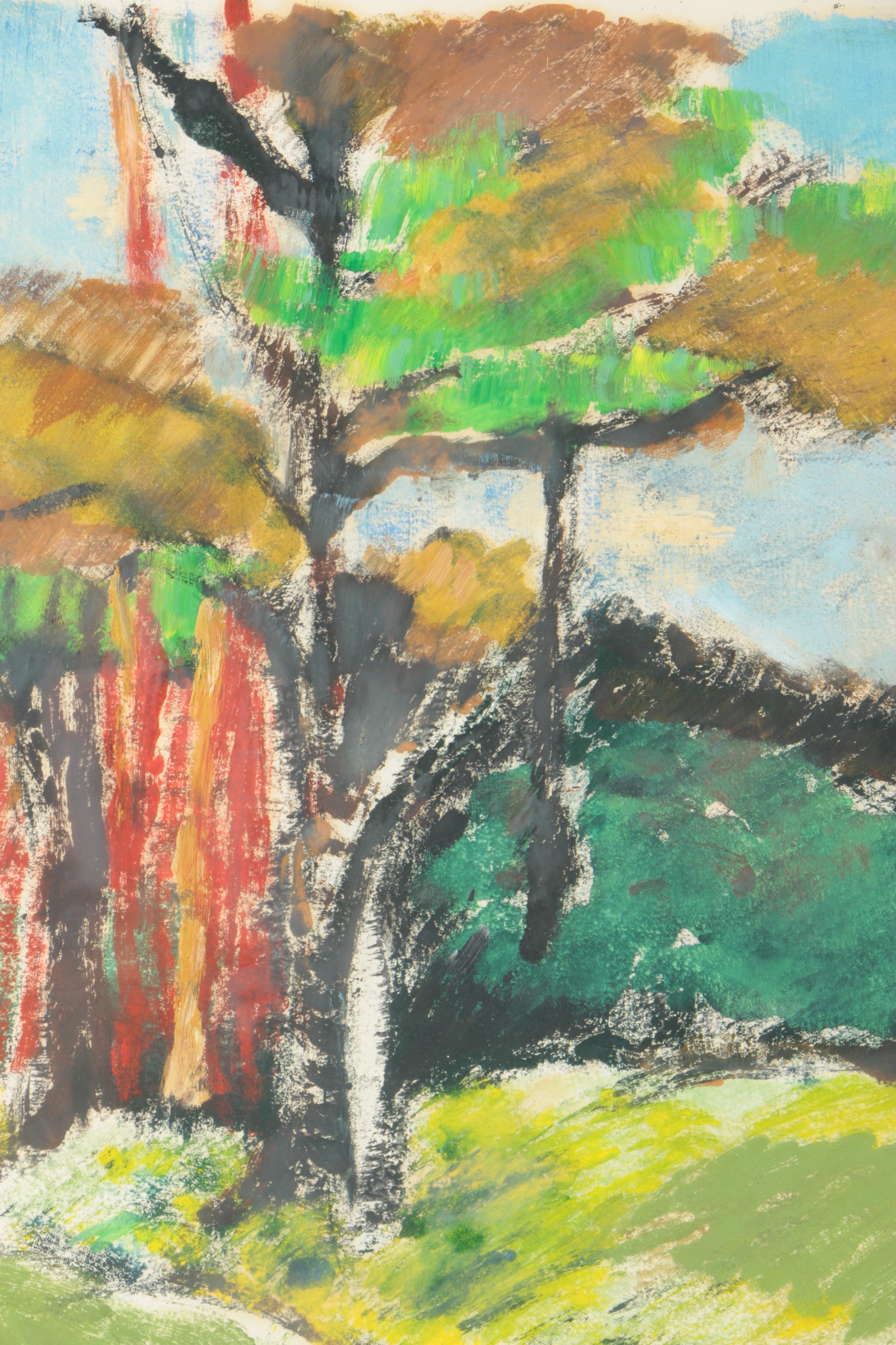 Three Nina Cohen Mono-prints of Trees