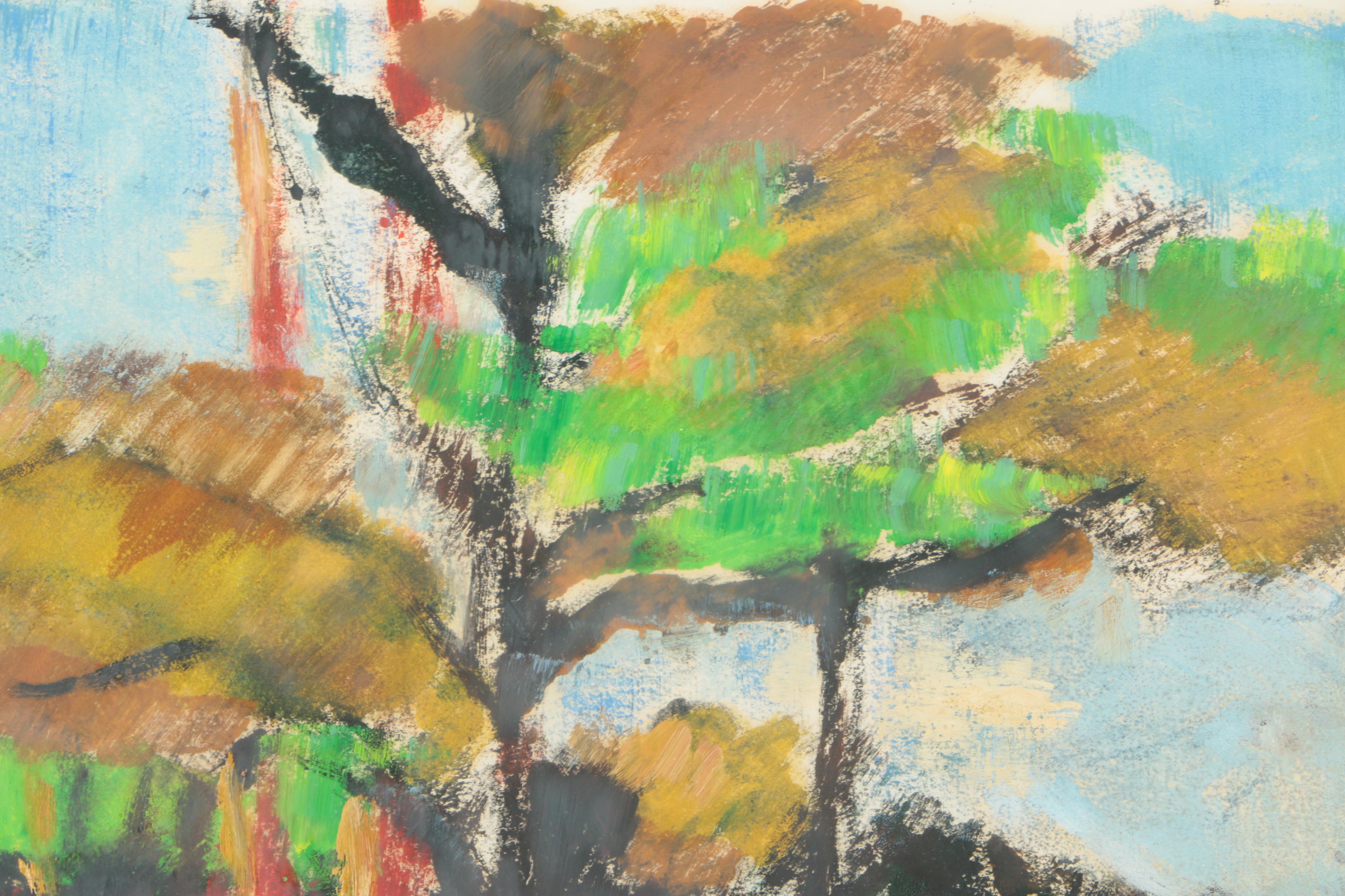Three Nina Cohen Mono-prints of Trees