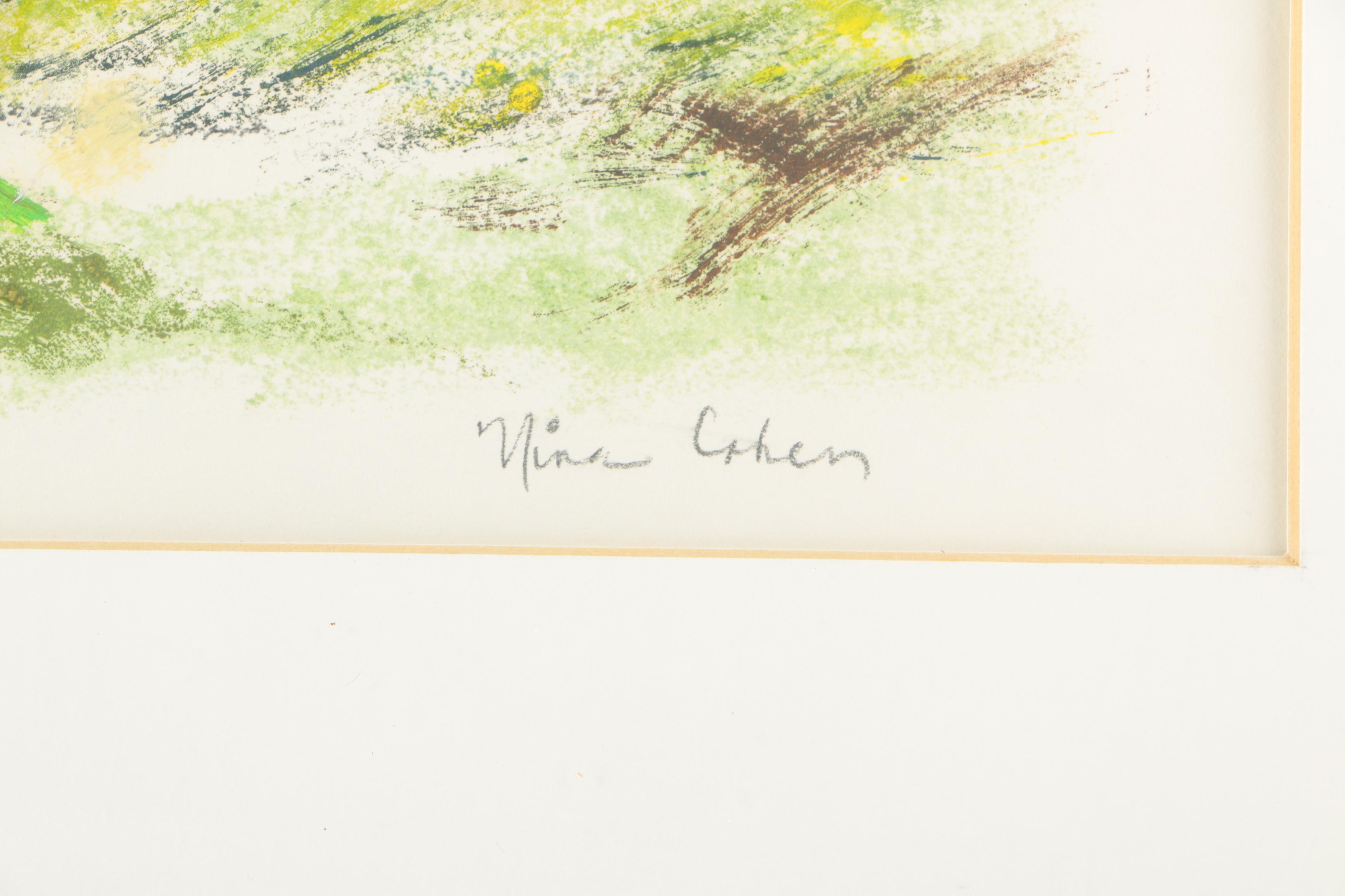 Three Nina Cohen Mono-prints of Trees
