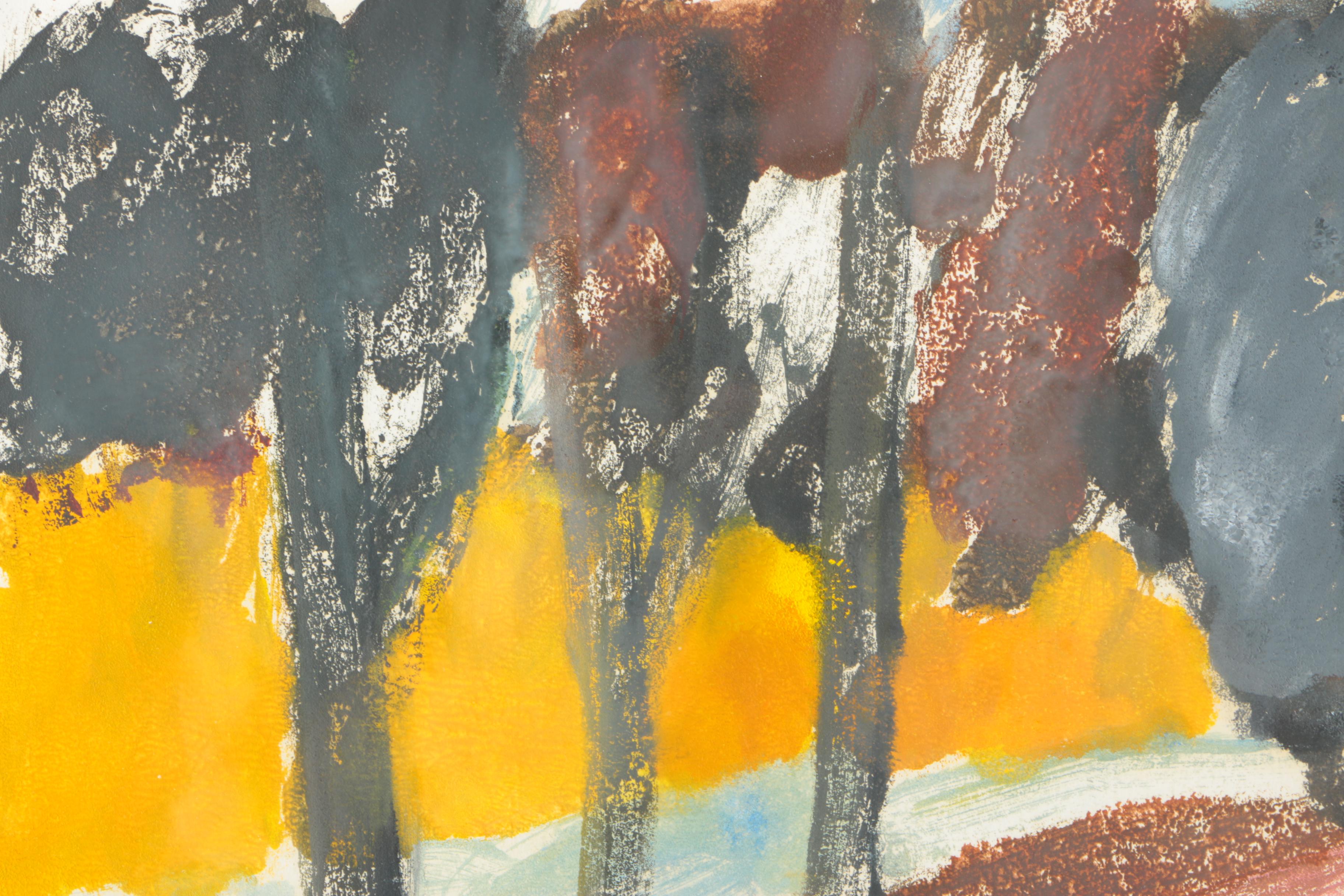 Three Nina Cohen Mono-prints of Trees