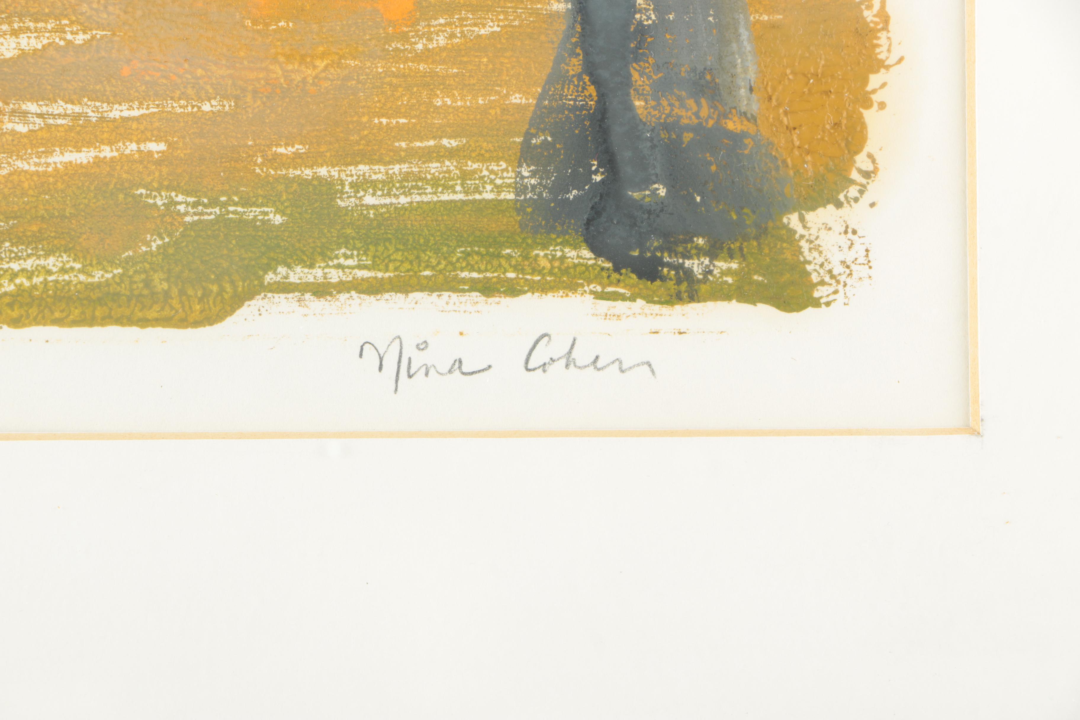 Three Nina Cohen Mono-prints of Trees