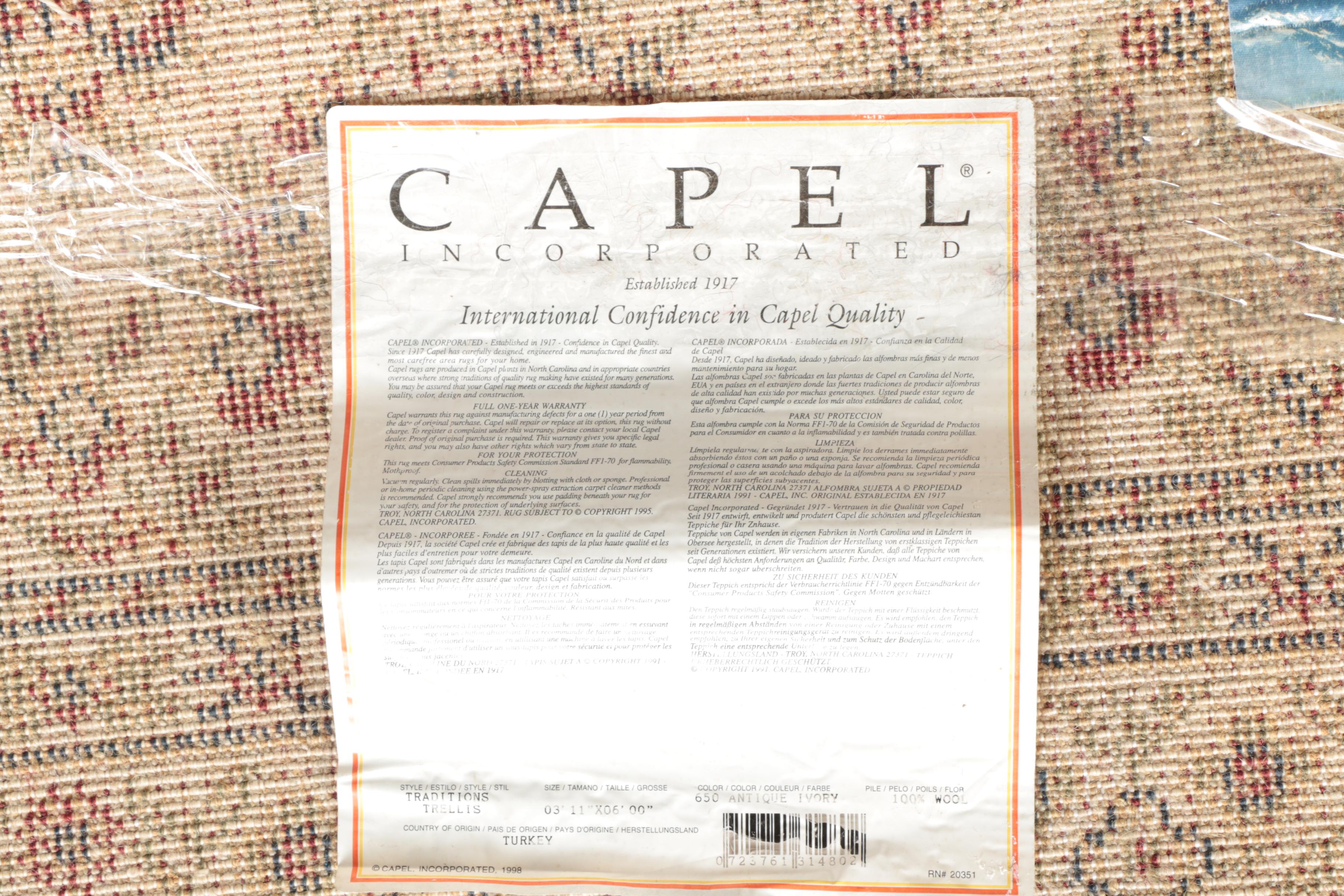 Power-Loomed Capel "Sultan" Wool Area Rug