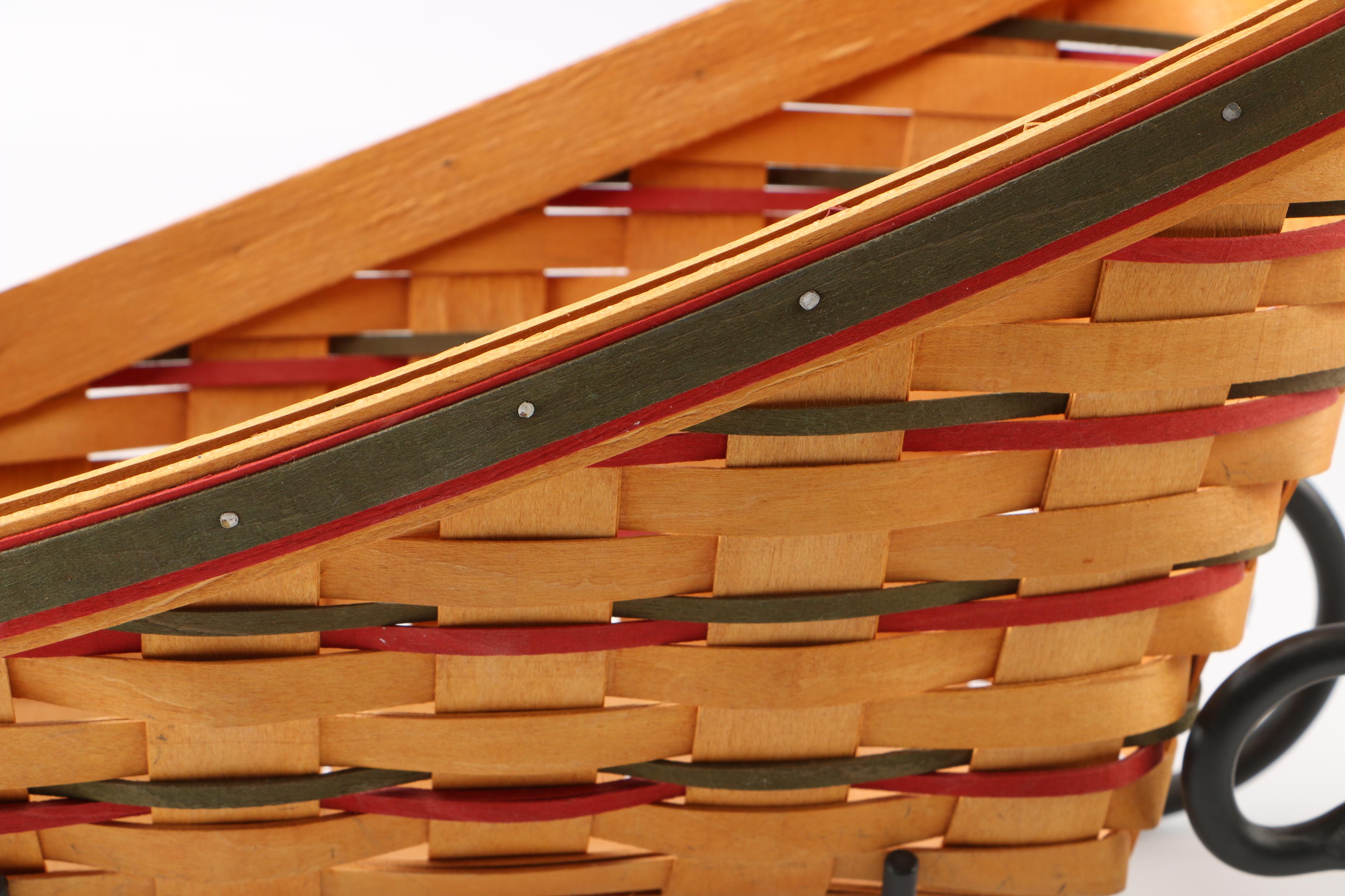 Longaberger Handwoven Sleigh Baskets with Metal Stands