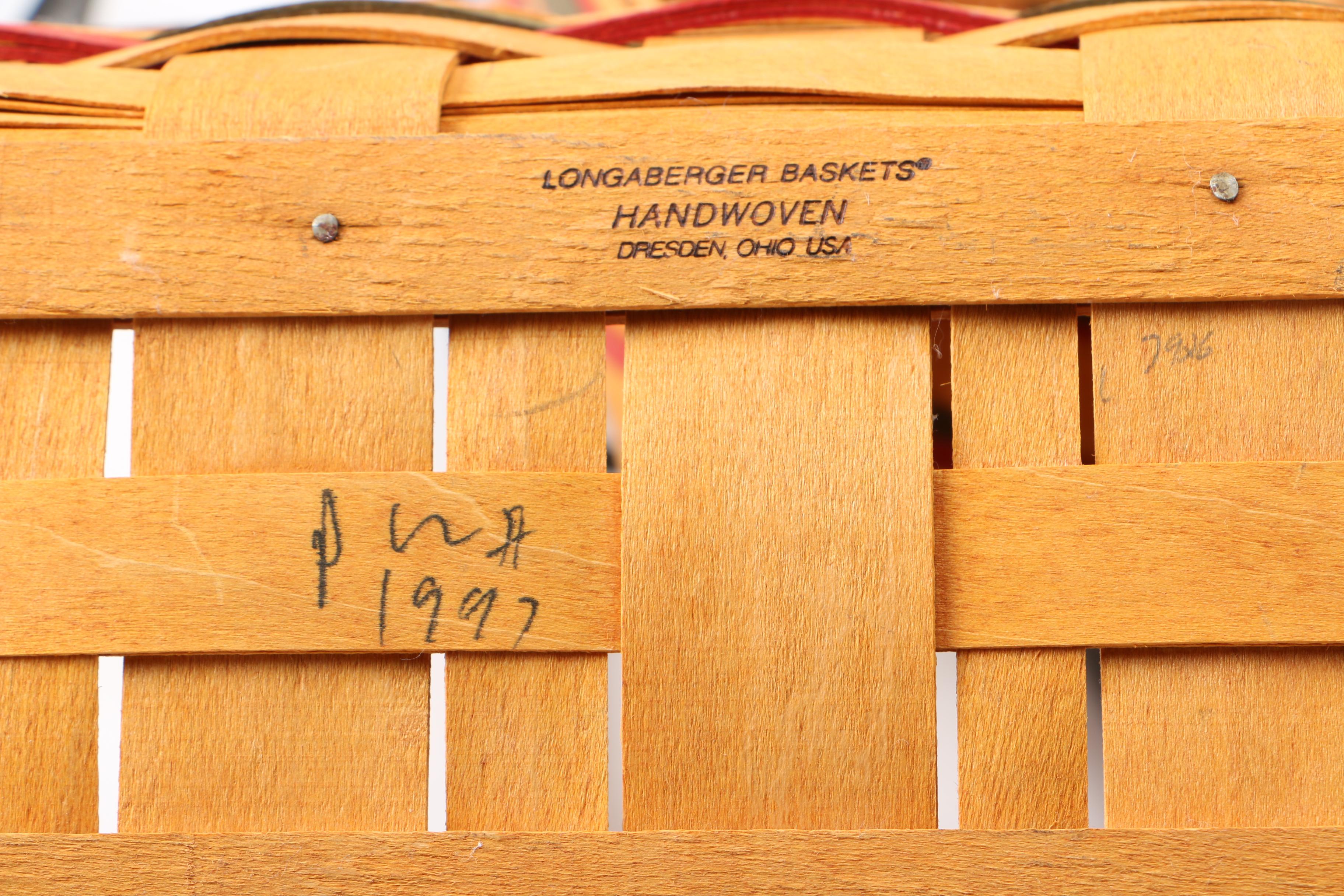 Longaberger Handwoven Sleigh Baskets with Metal Stands