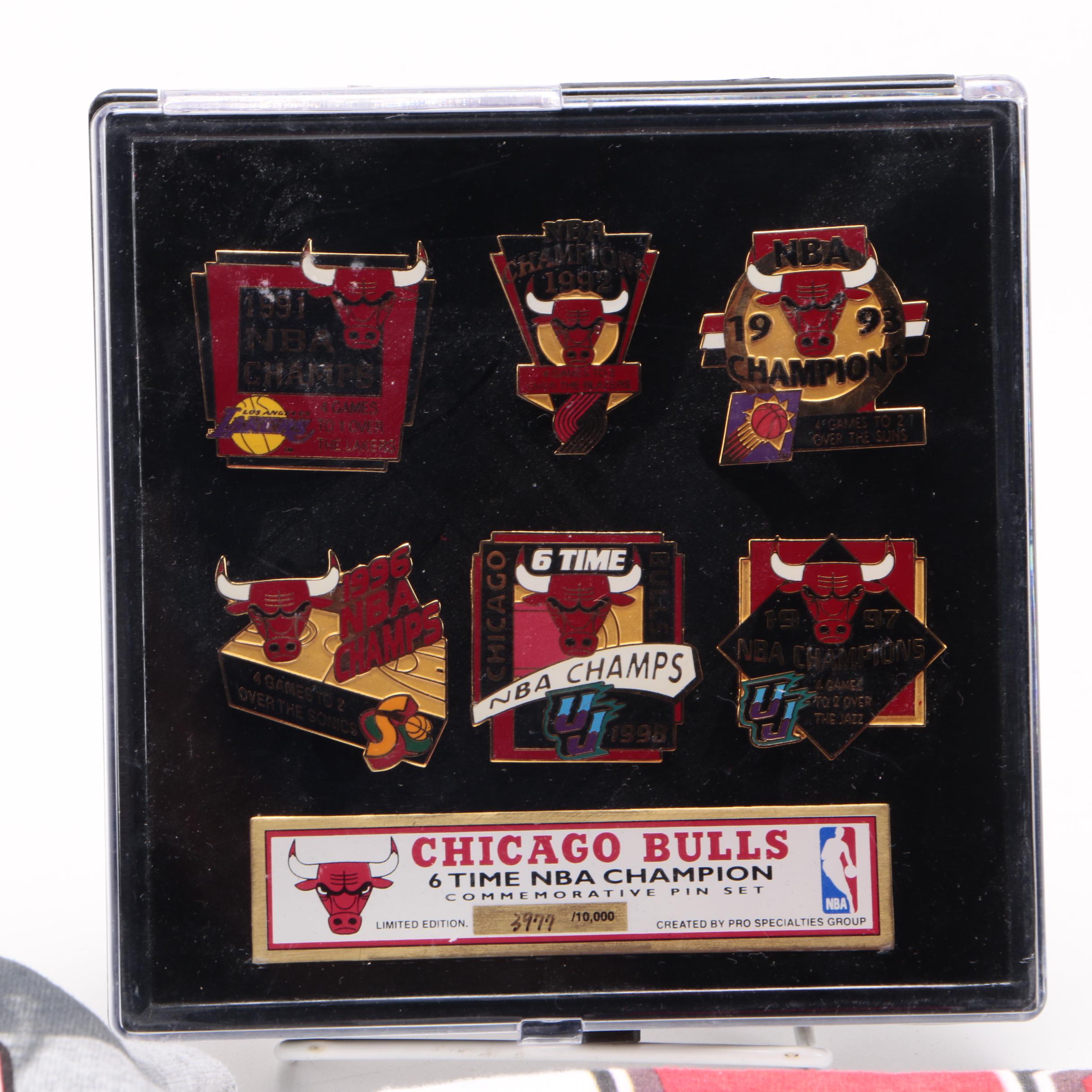 Chicago Bulls Commemorative Pin Set and Chicago Bull T-Shirts
