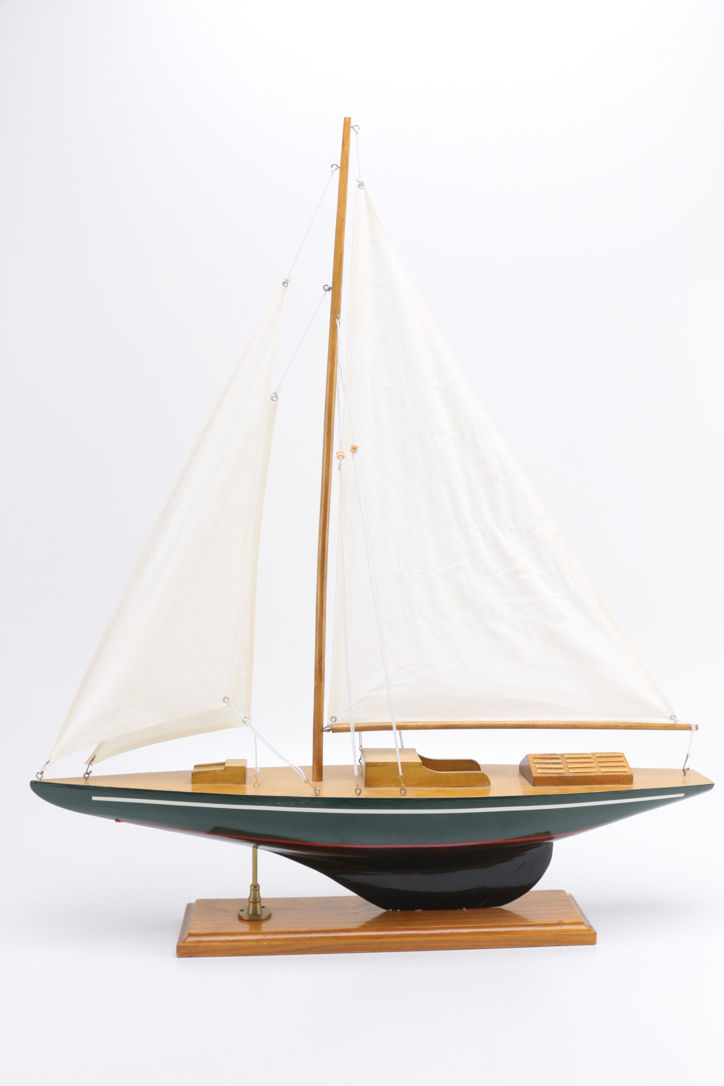 Wooden Sailboat Model Décor