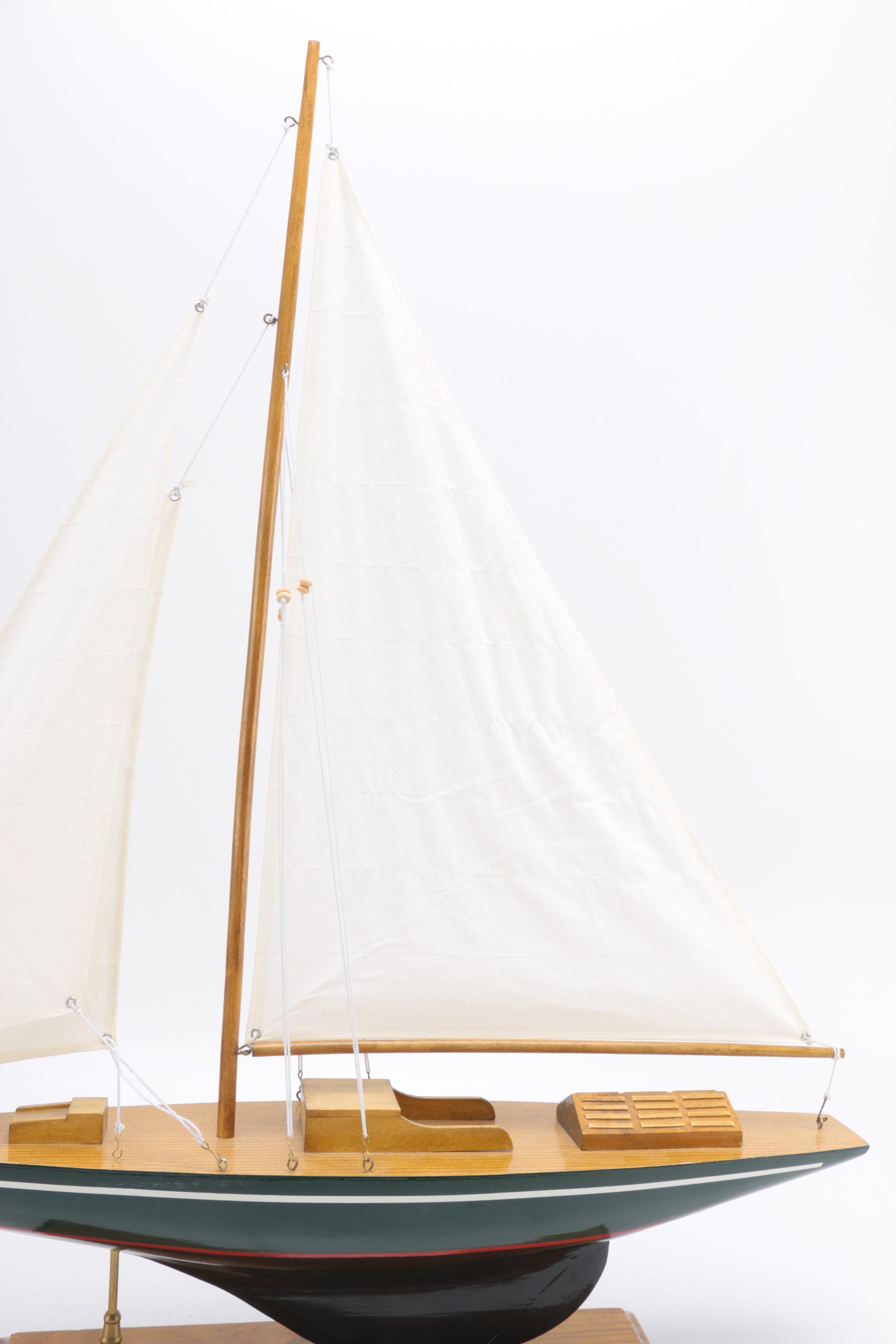 Wooden Sailboat Model Décor