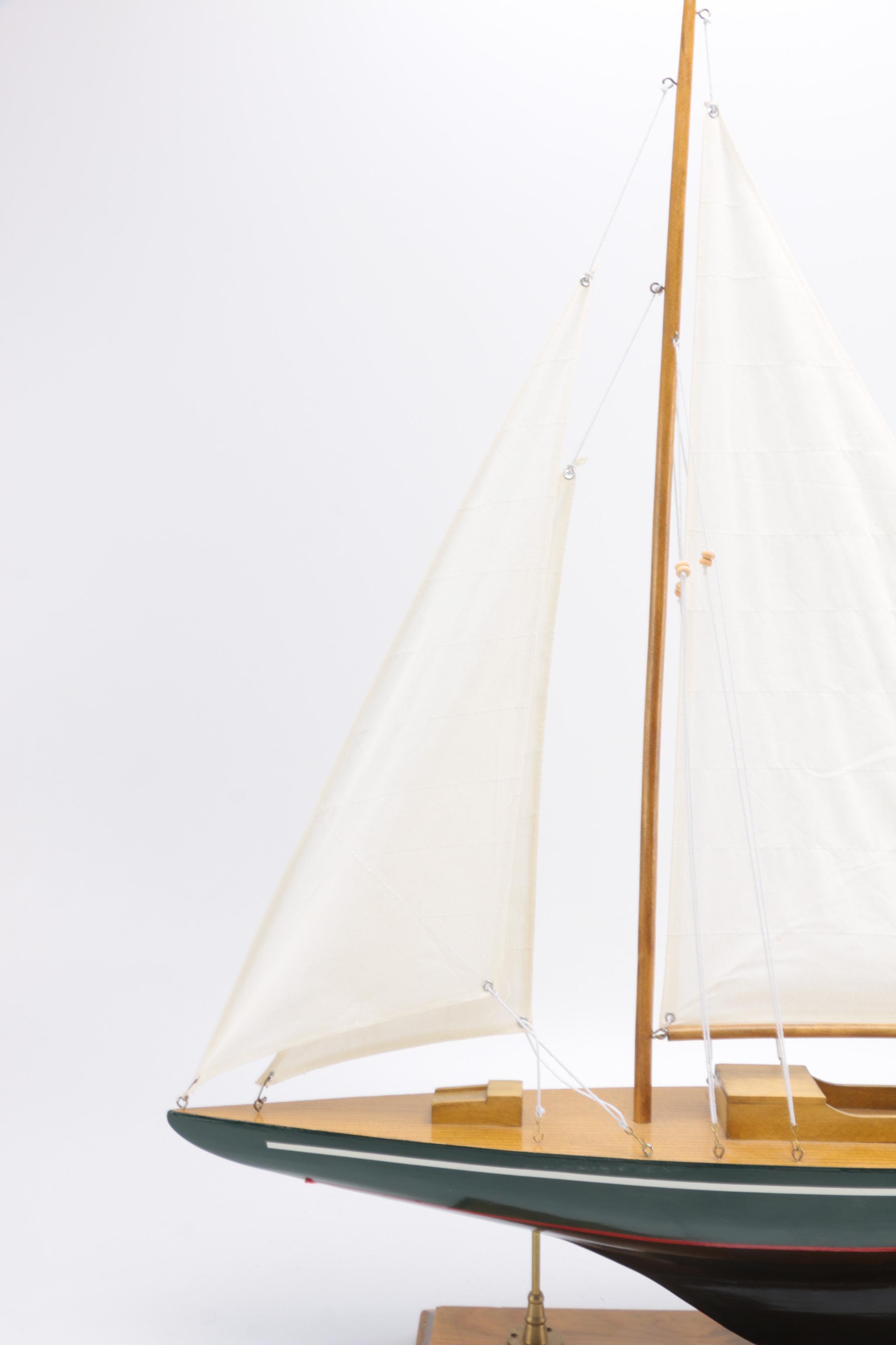 Wooden Sailboat Model Décor