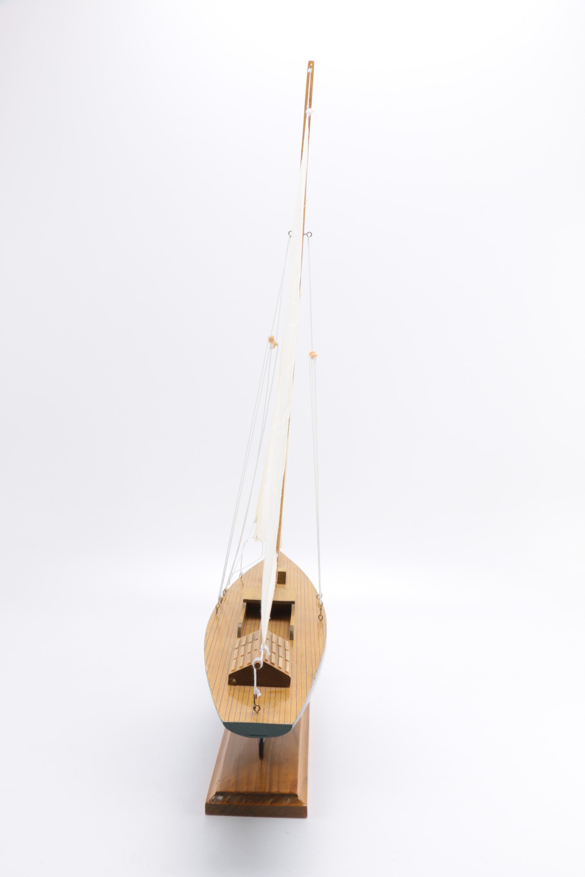 Wooden Sailboat Model Décor