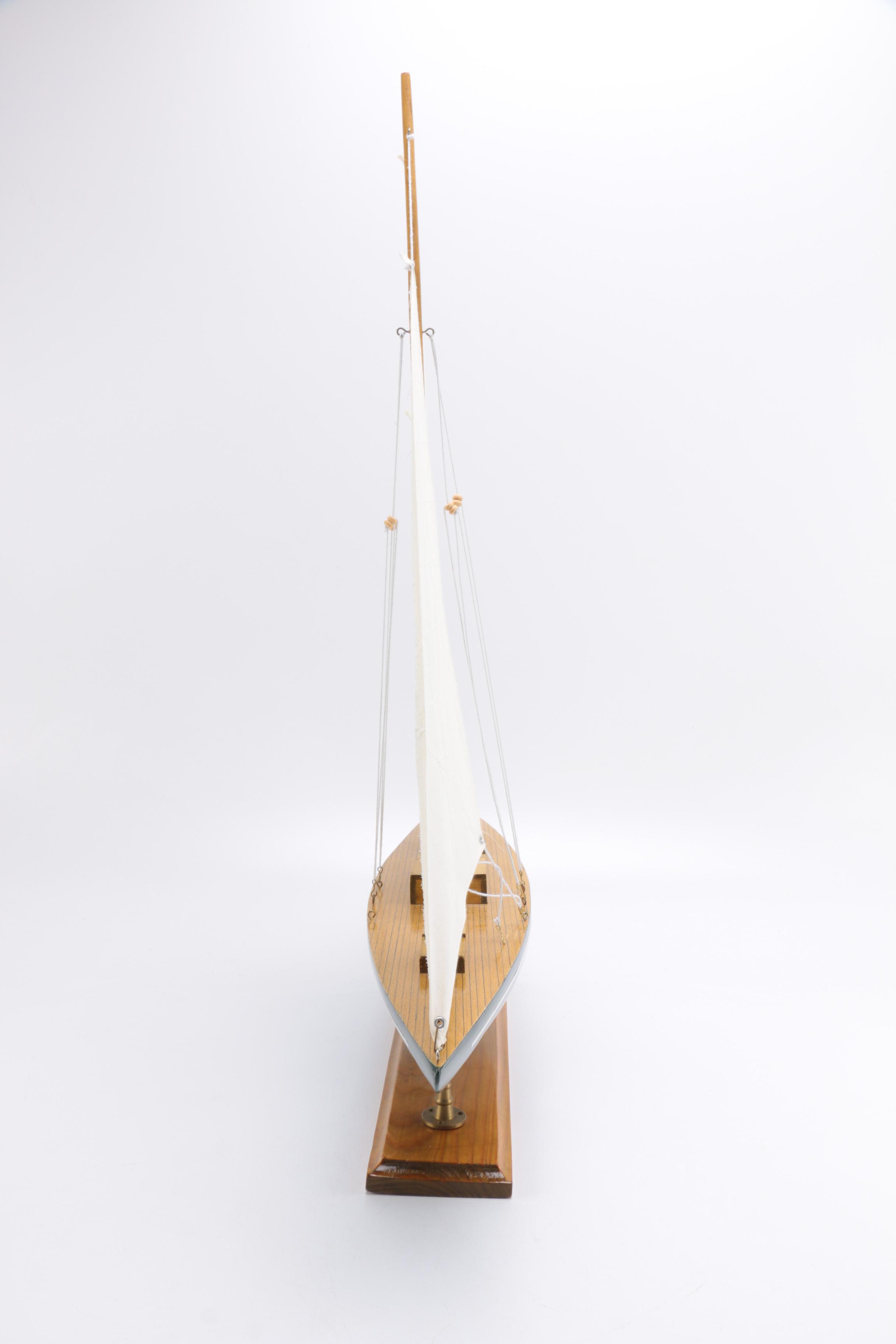 Wooden Sailboat Model Décor