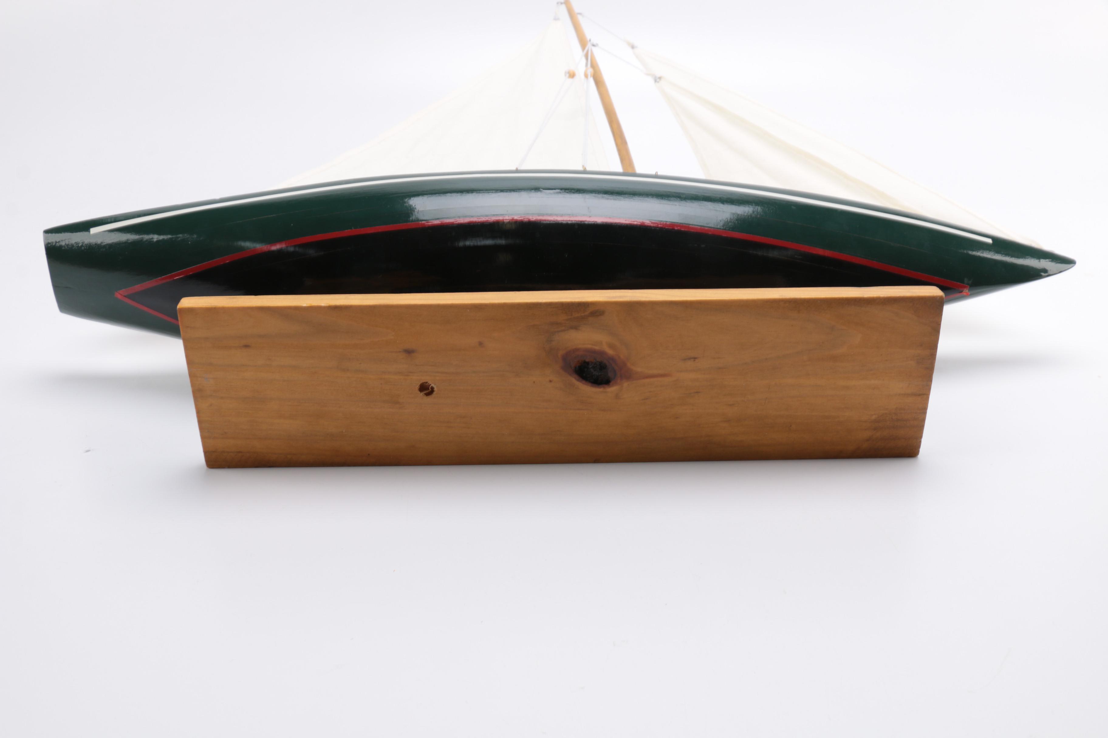 Wooden Sailboat Model Décor