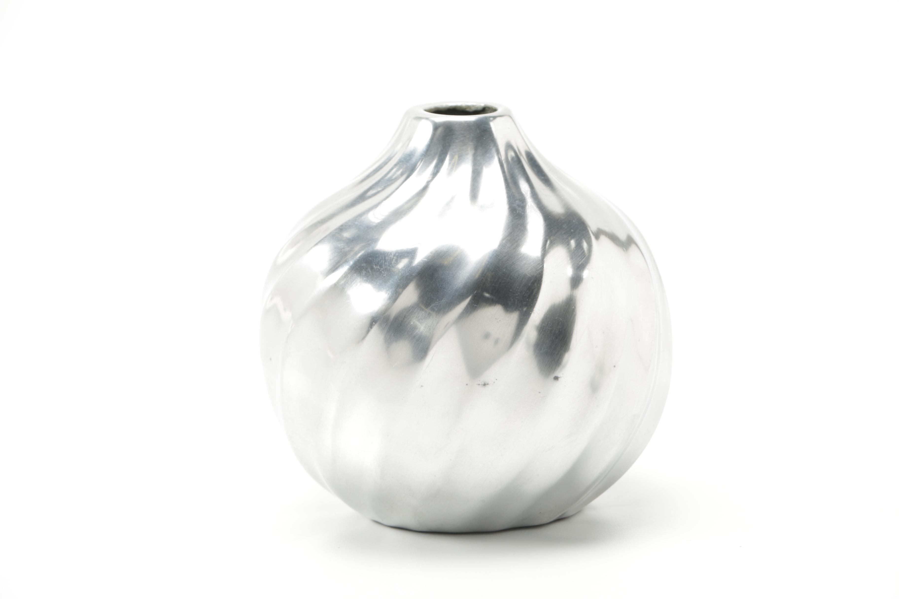 Silver Tone Vases and Candy Dish
