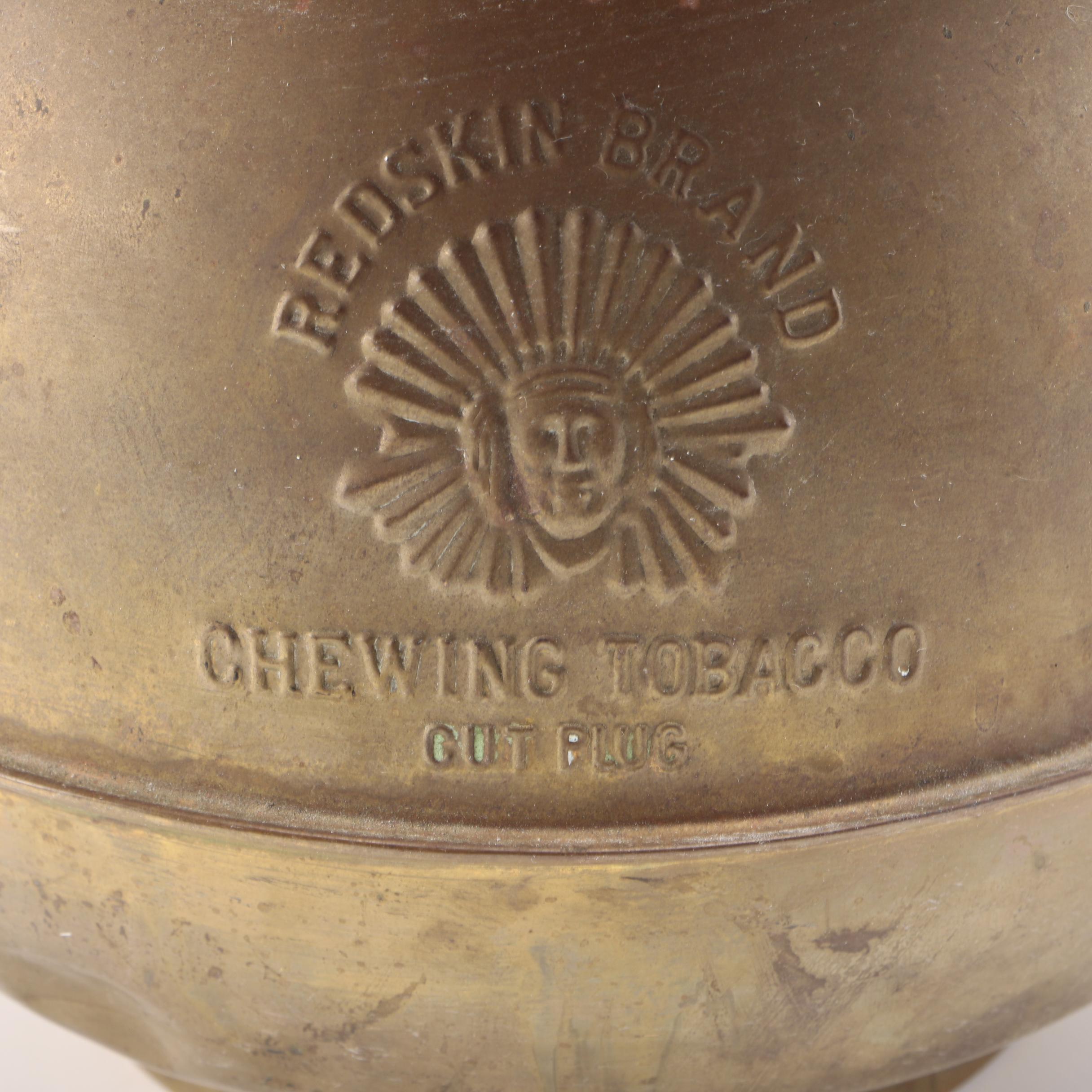Brass "Redskin Brand - Chewing Tobacco" Spittoon