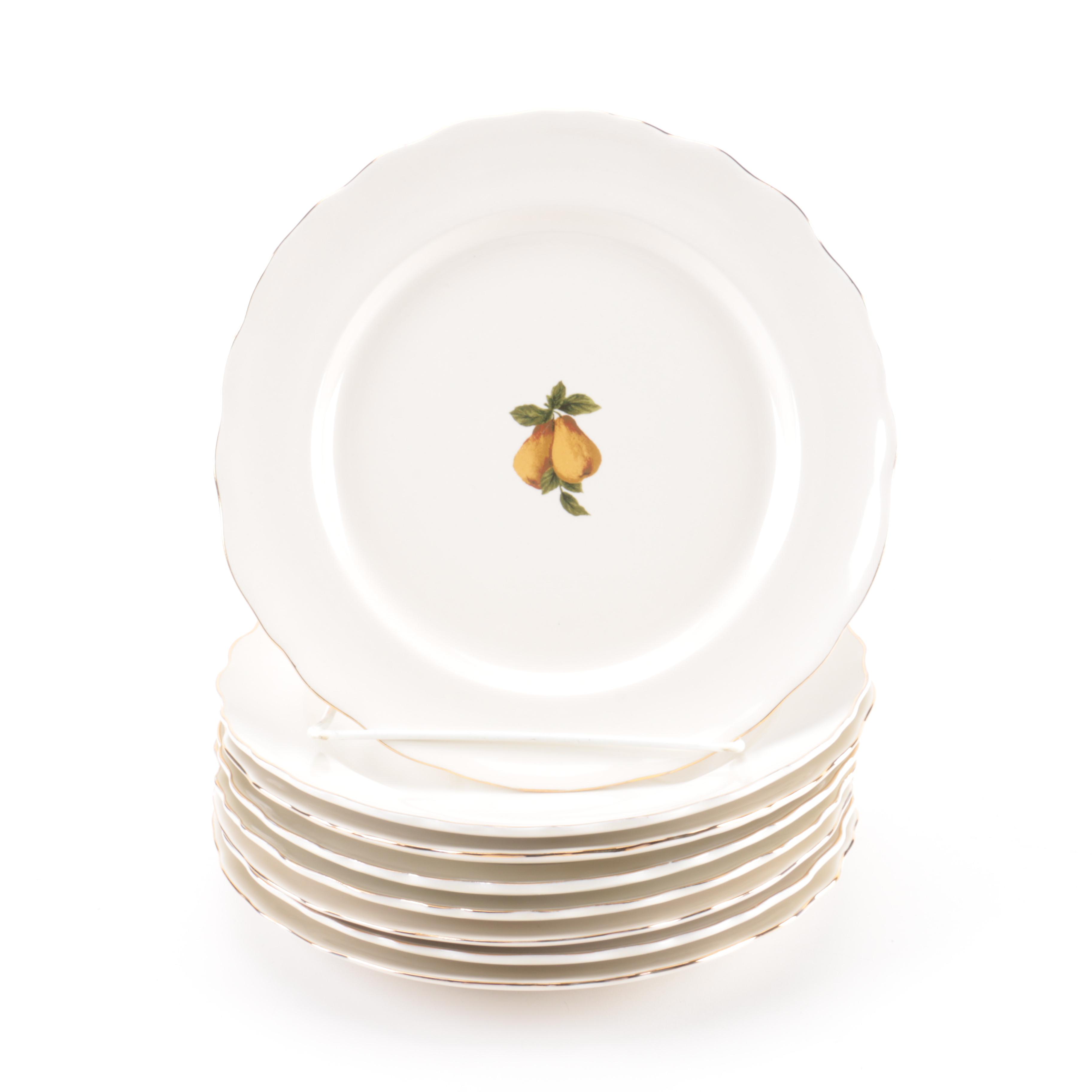 Porcelain Scalloped Fruit Motif Plates