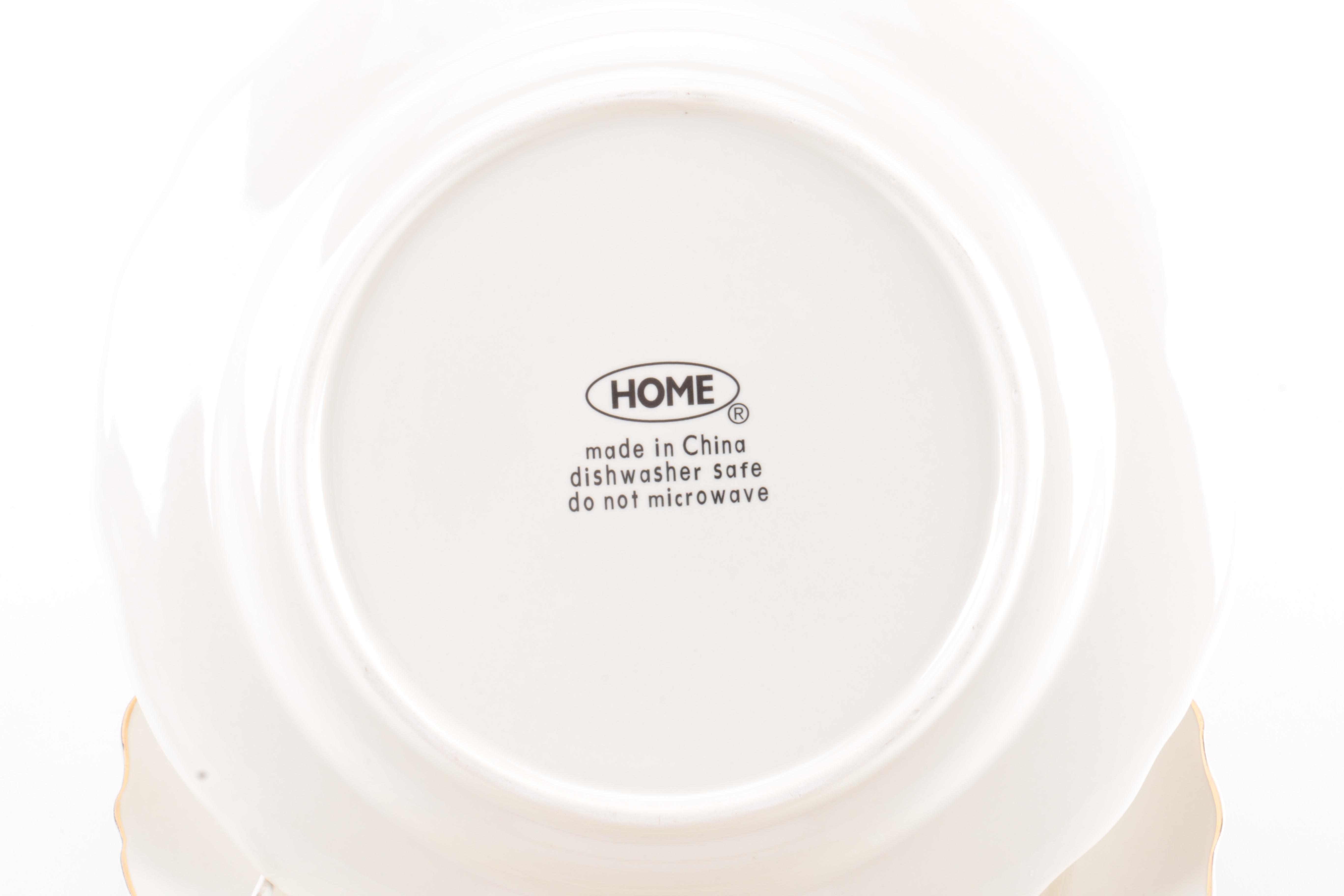 Porcelain Scalloped Fruit Motif Plates