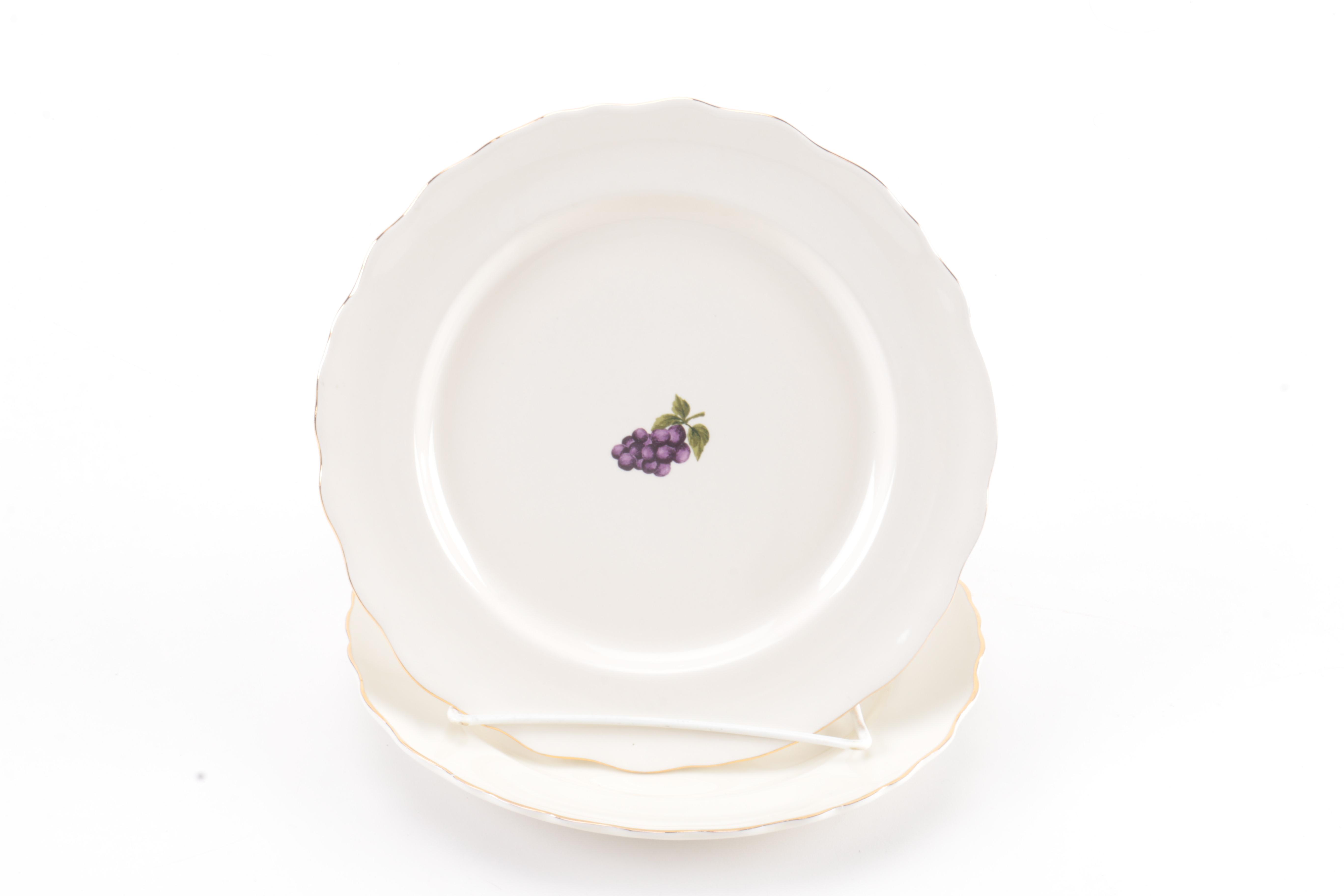 Porcelain Scalloped Fruit Motif Plates