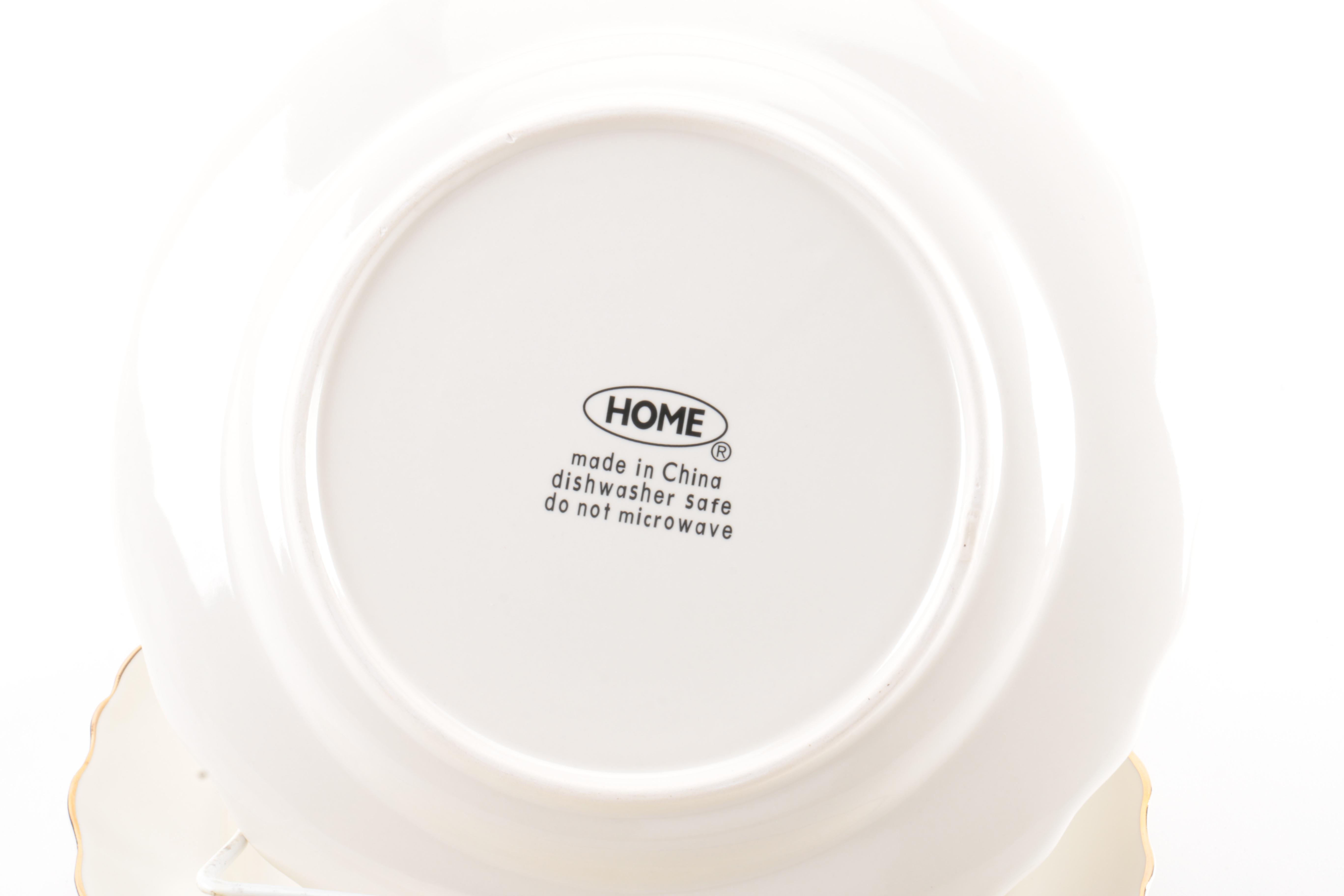 Porcelain Scalloped Fruit Motif Plates