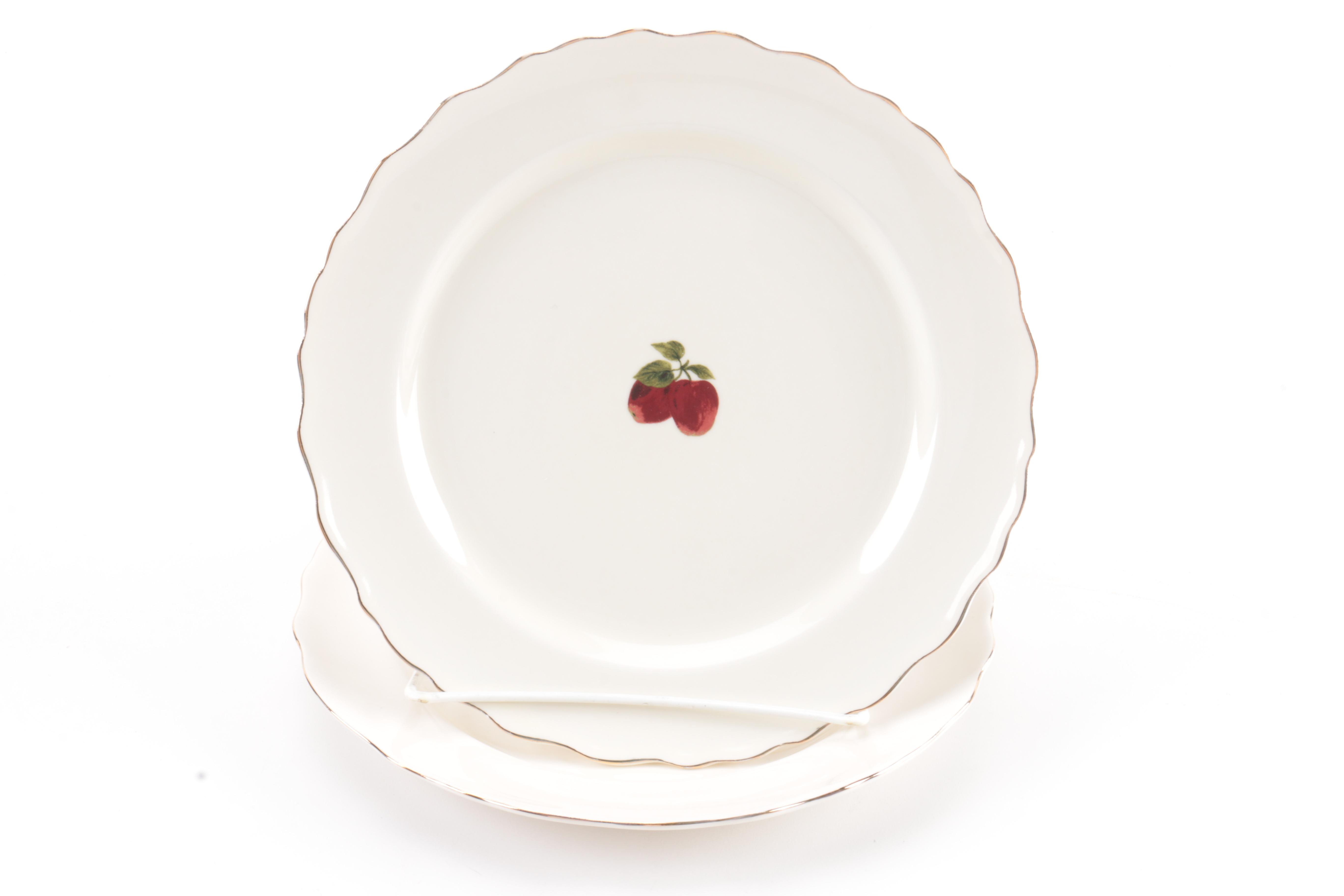 Porcelain Scalloped Fruit Motif Plates