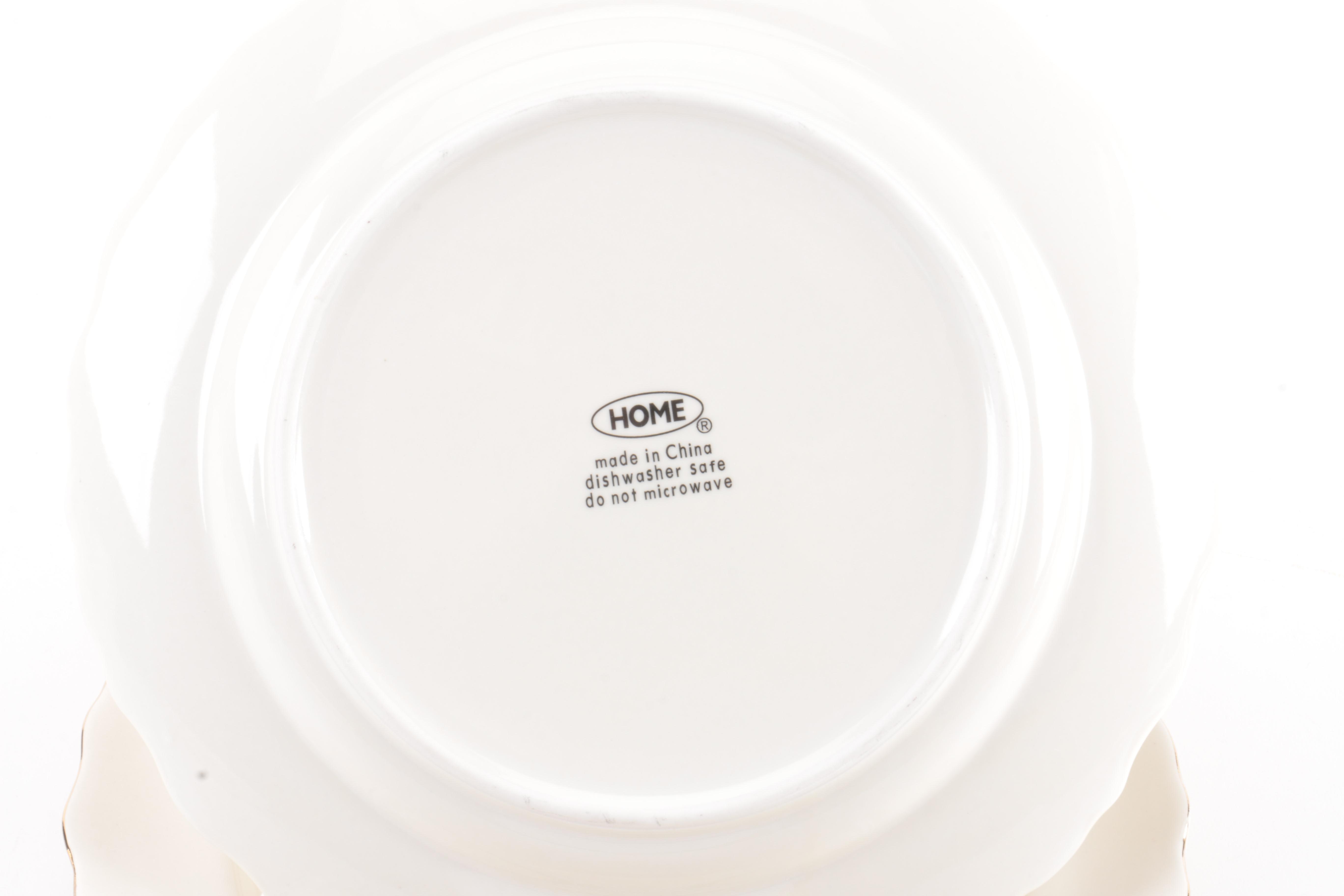 Porcelain Scalloped Fruit Motif Plates