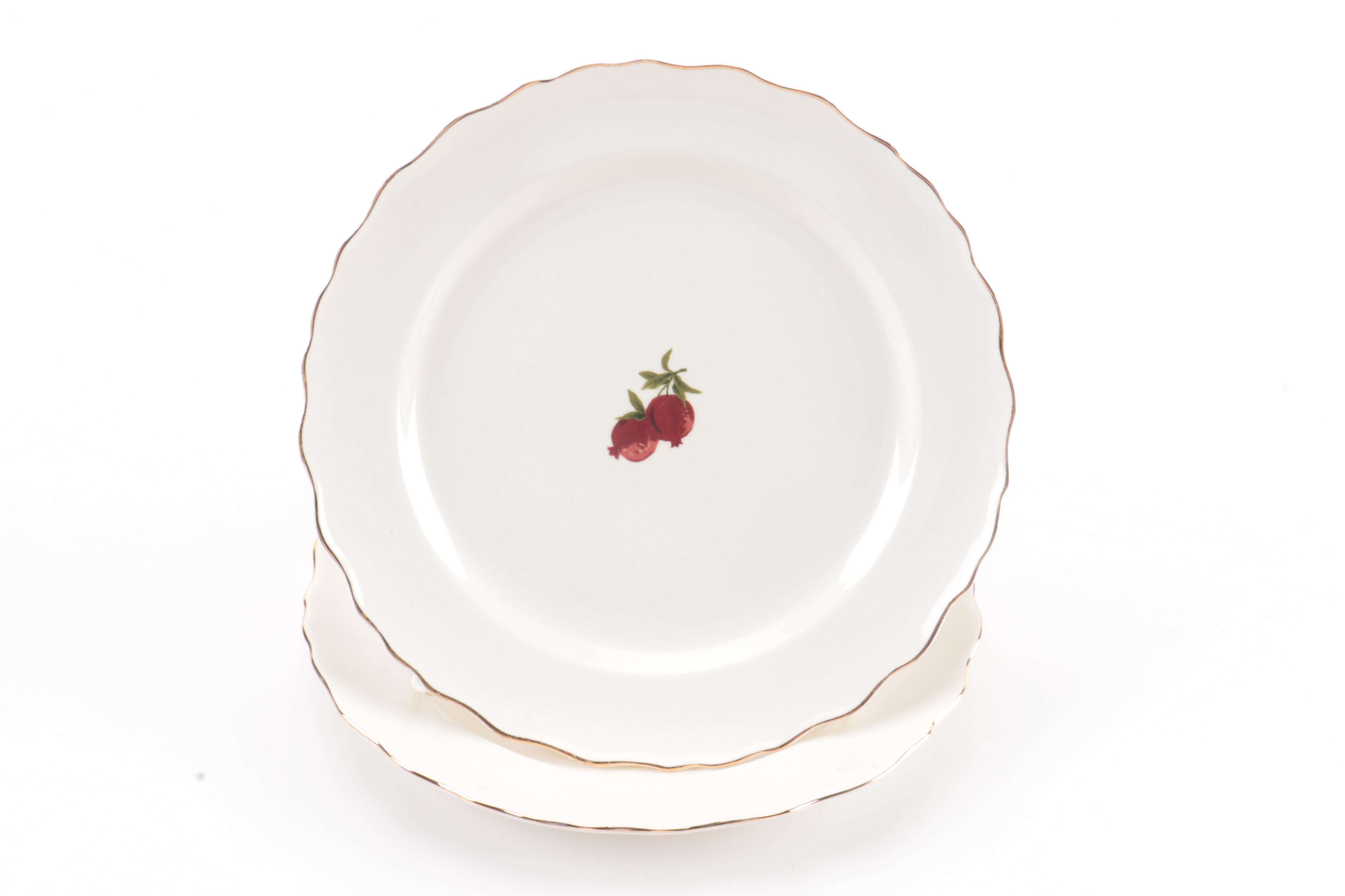 Porcelain Scalloped Fruit Motif Plates