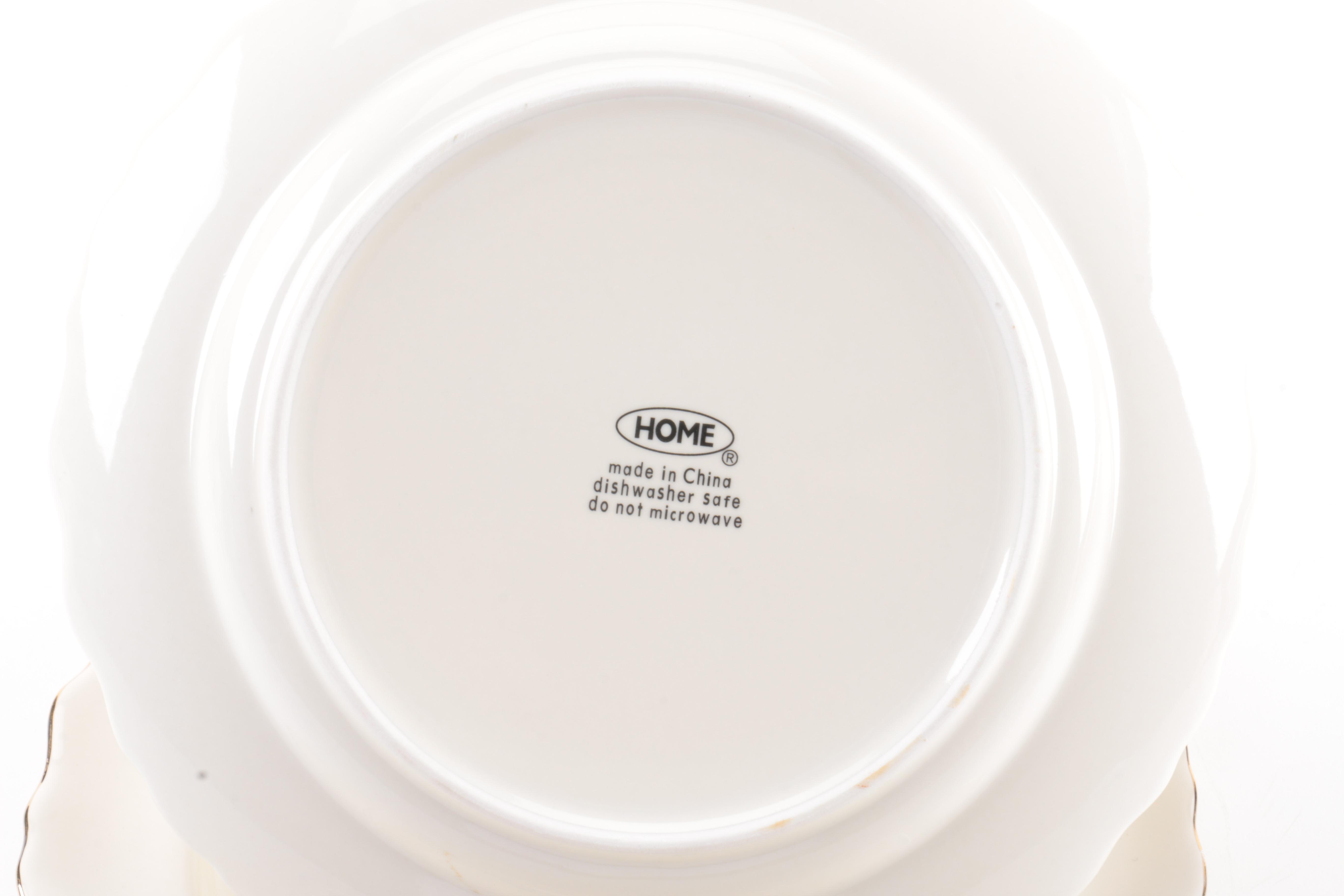 Porcelain Scalloped Fruit Motif Plates