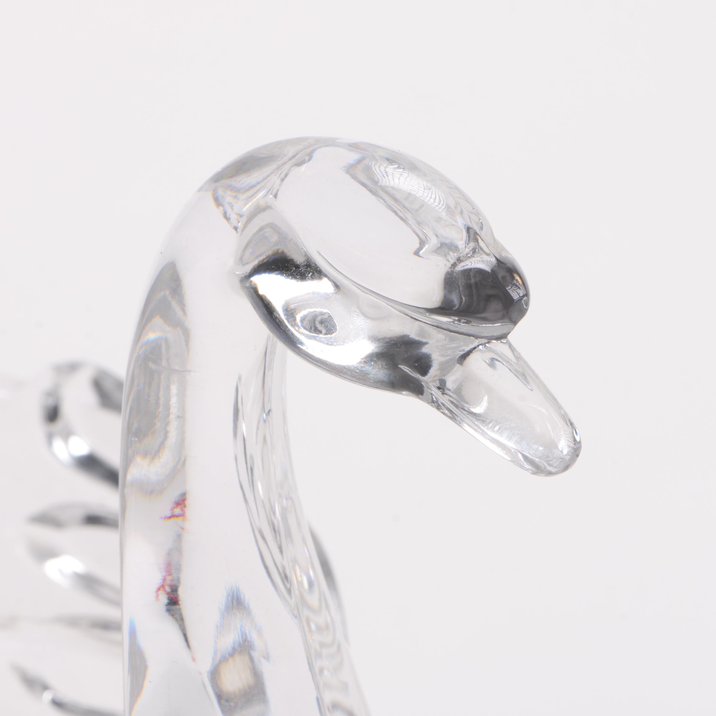 Colorless Crystal Swan Bowl and Czechoslovakian Ornaments