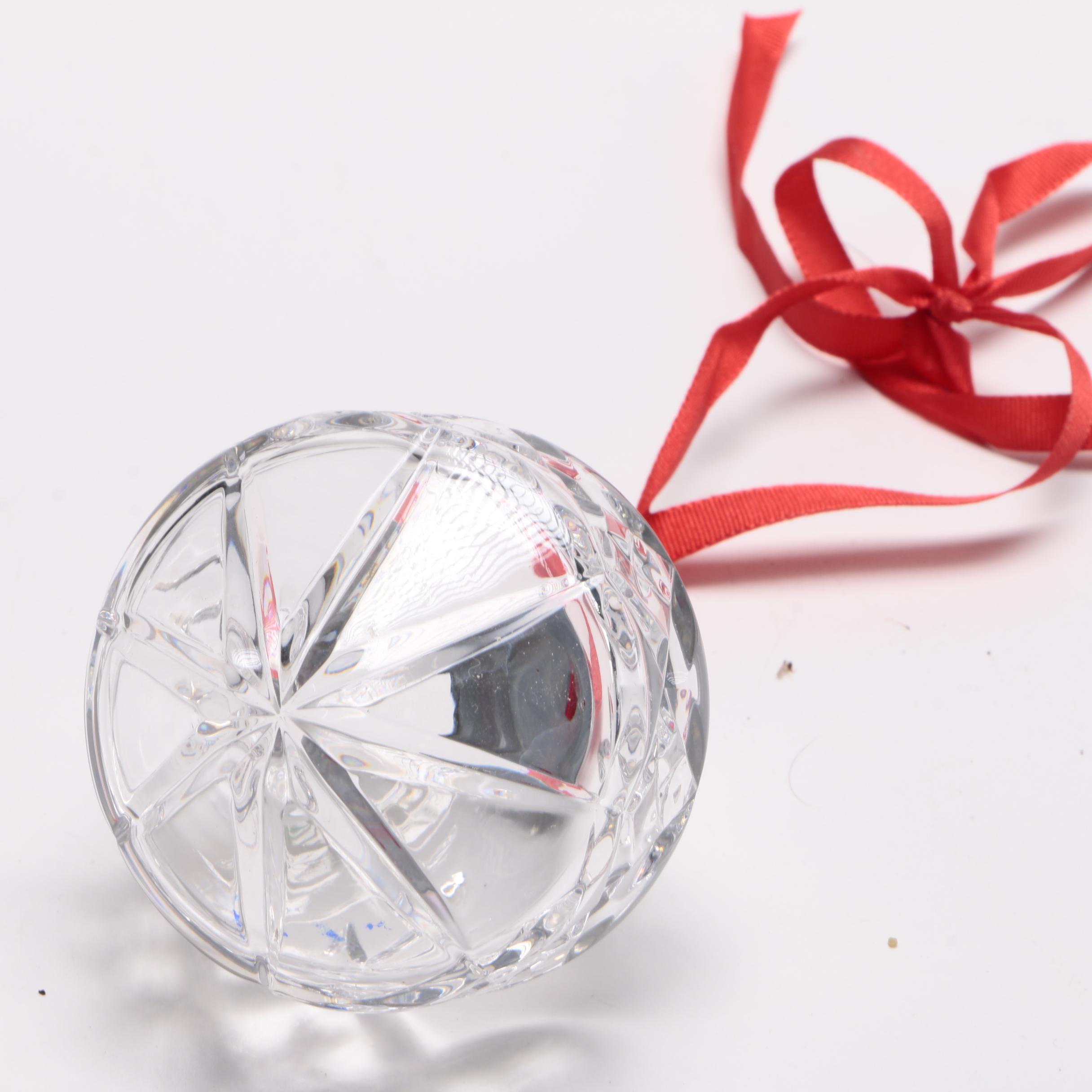 Colorless Crystal Swan Bowl and Czechoslovakian Ornaments