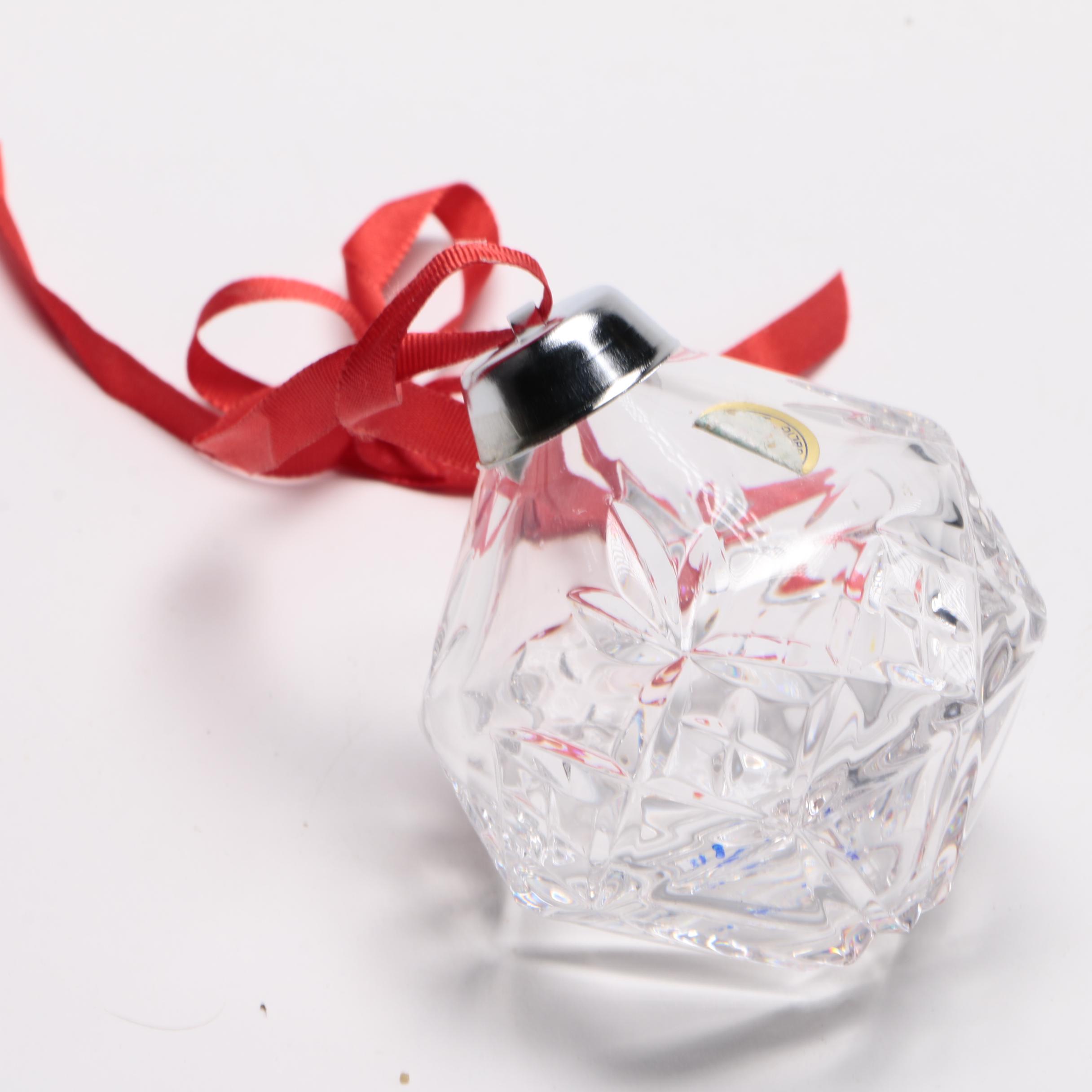 Colorless Crystal Swan Bowl and Czechoslovakian Ornaments