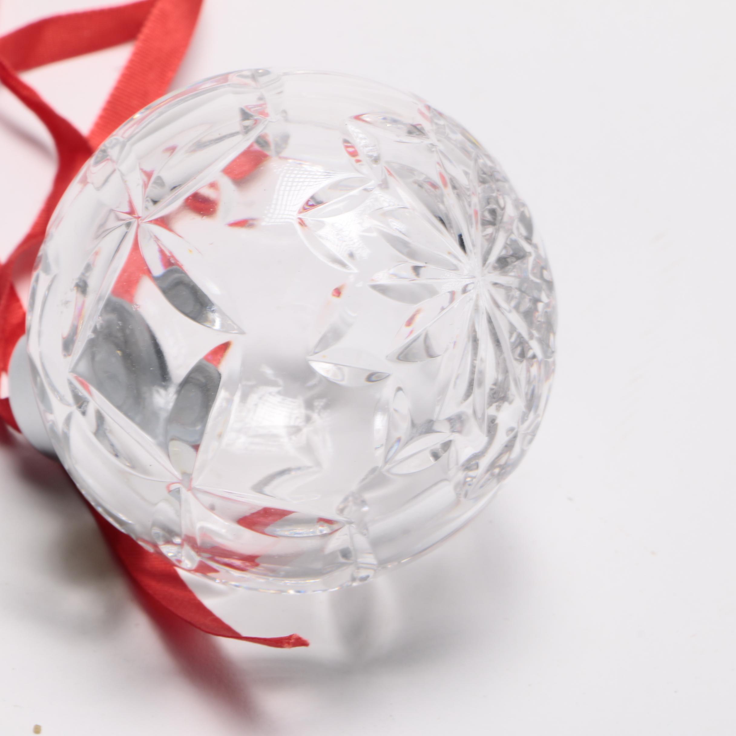 Colorless Crystal Swan Bowl and Czechoslovakian Ornaments
