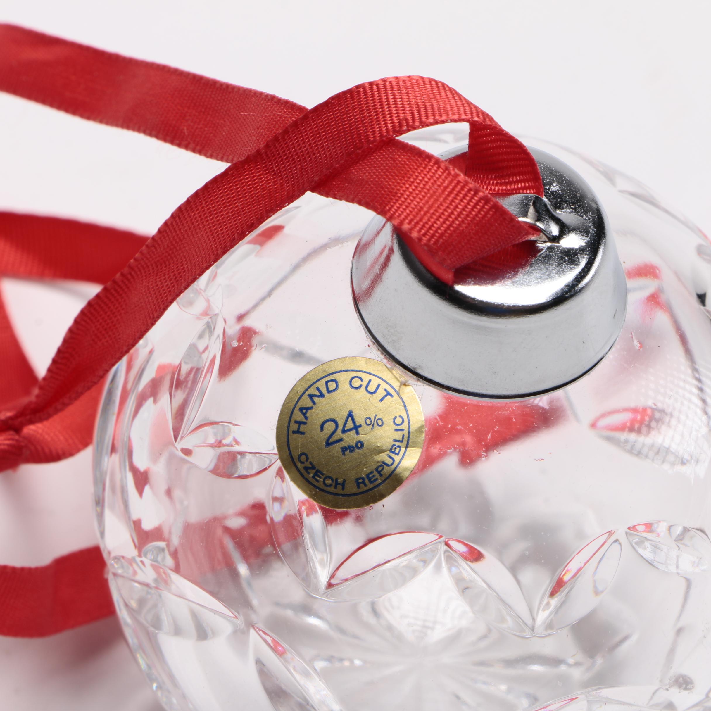 Colorless Crystal Swan Bowl and Czechoslovakian Ornaments