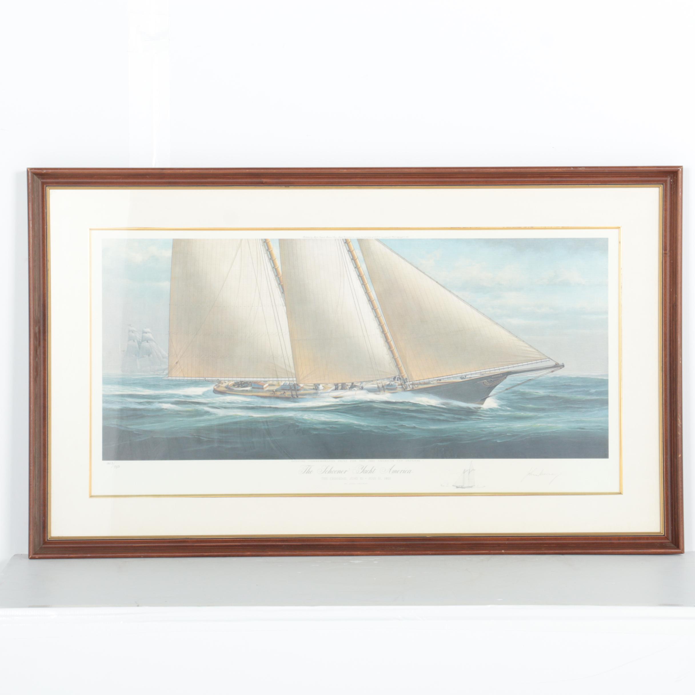 John McCray Limited Edition Offset Lithograph "The Schooner Yacht America"