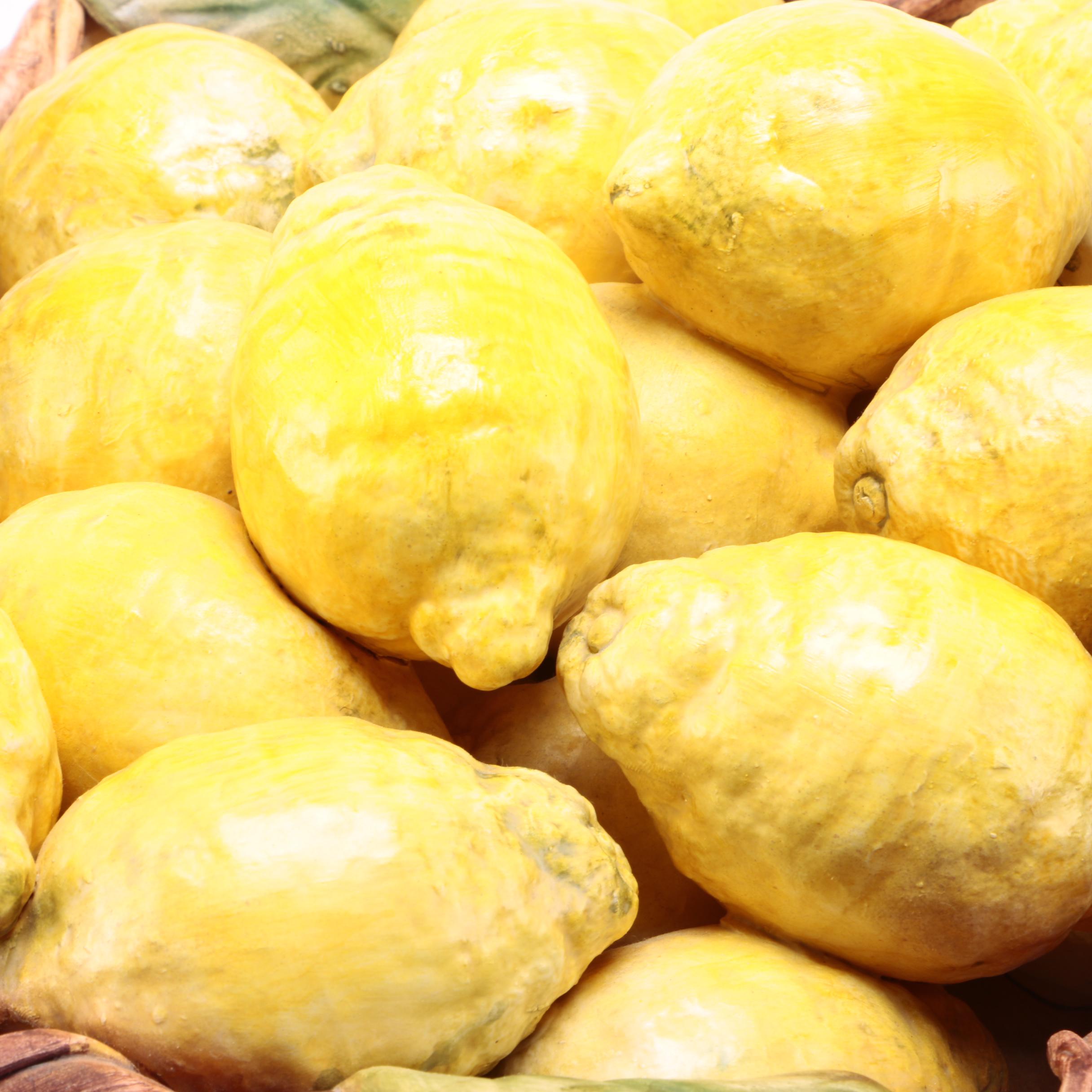 Portuguese Ceramic Basket With Lemons