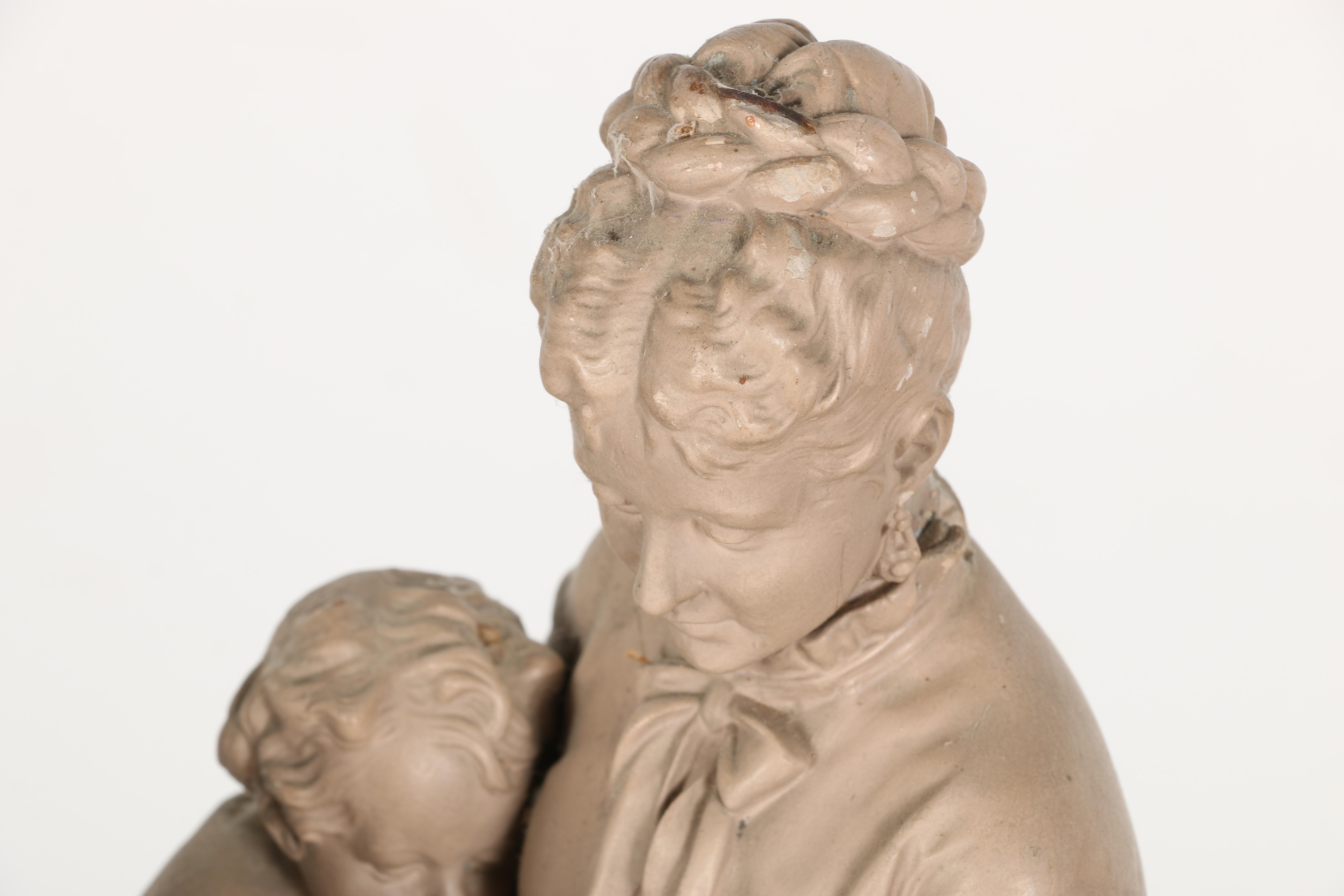 John Rogers Plaster Sculpture "Checkers up at the Farm"