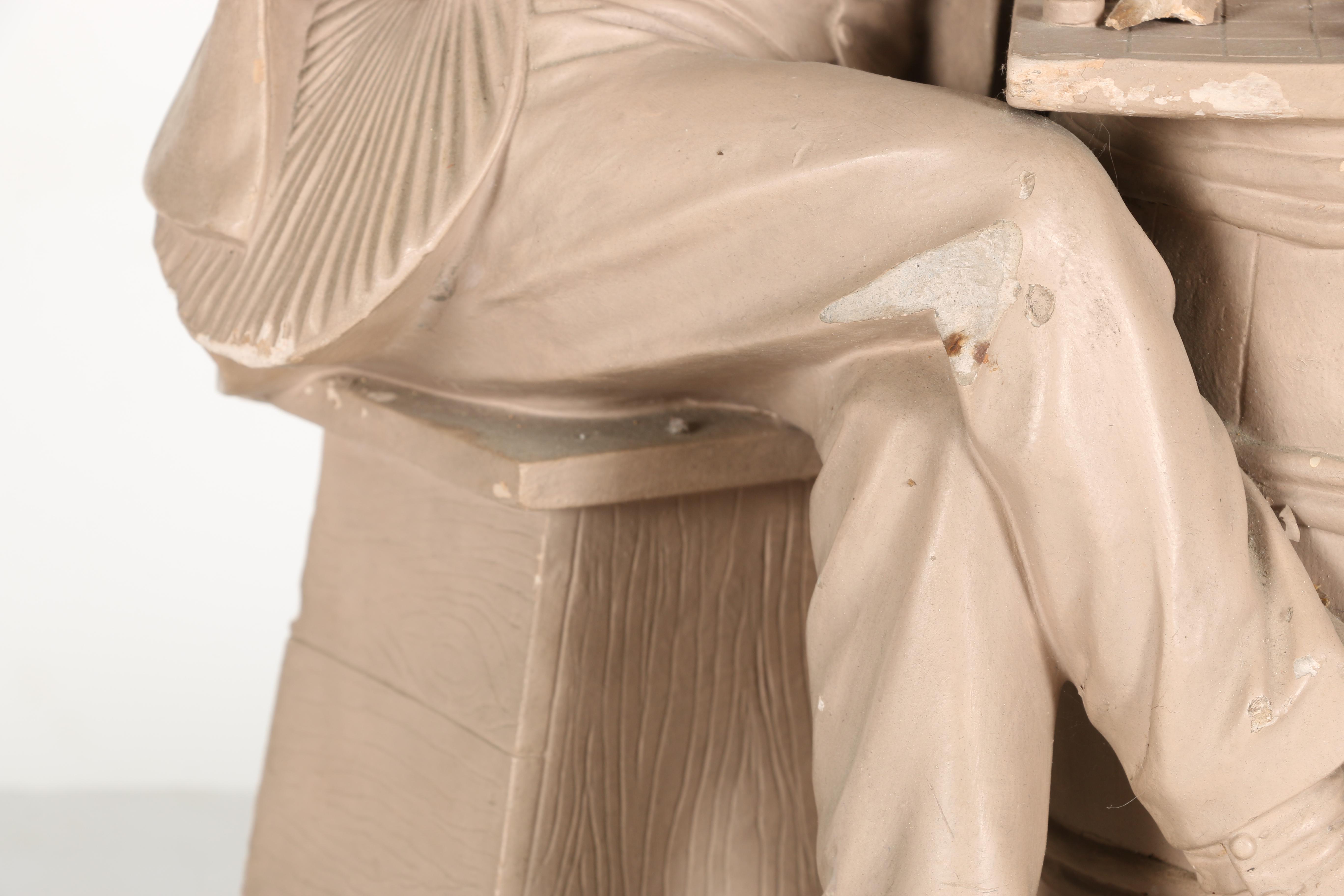 John Rogers Plaster Sculpture "Checkers up at the Farm"