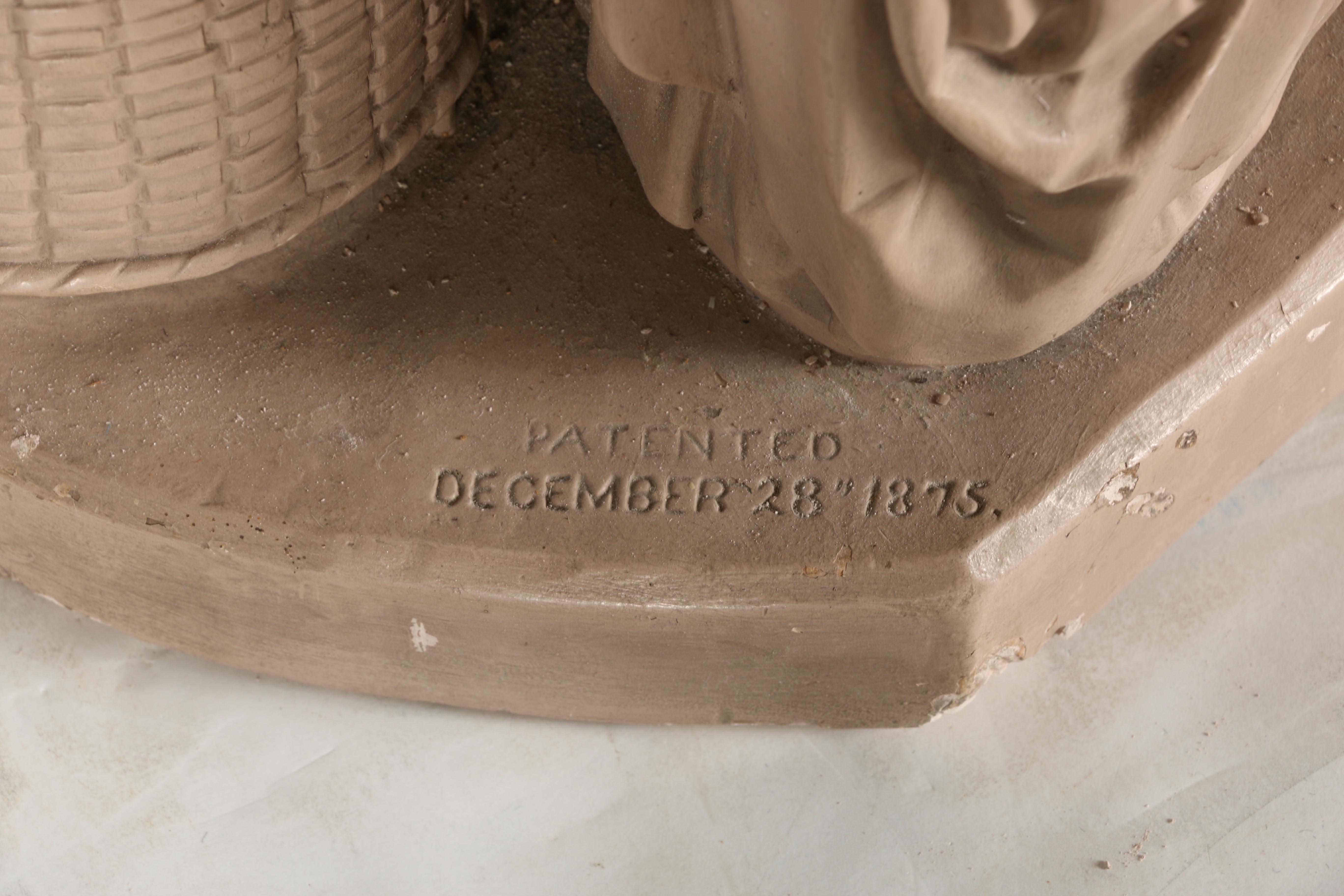 John Rogers Plaster Sculpture "Checkers up at the Farm"