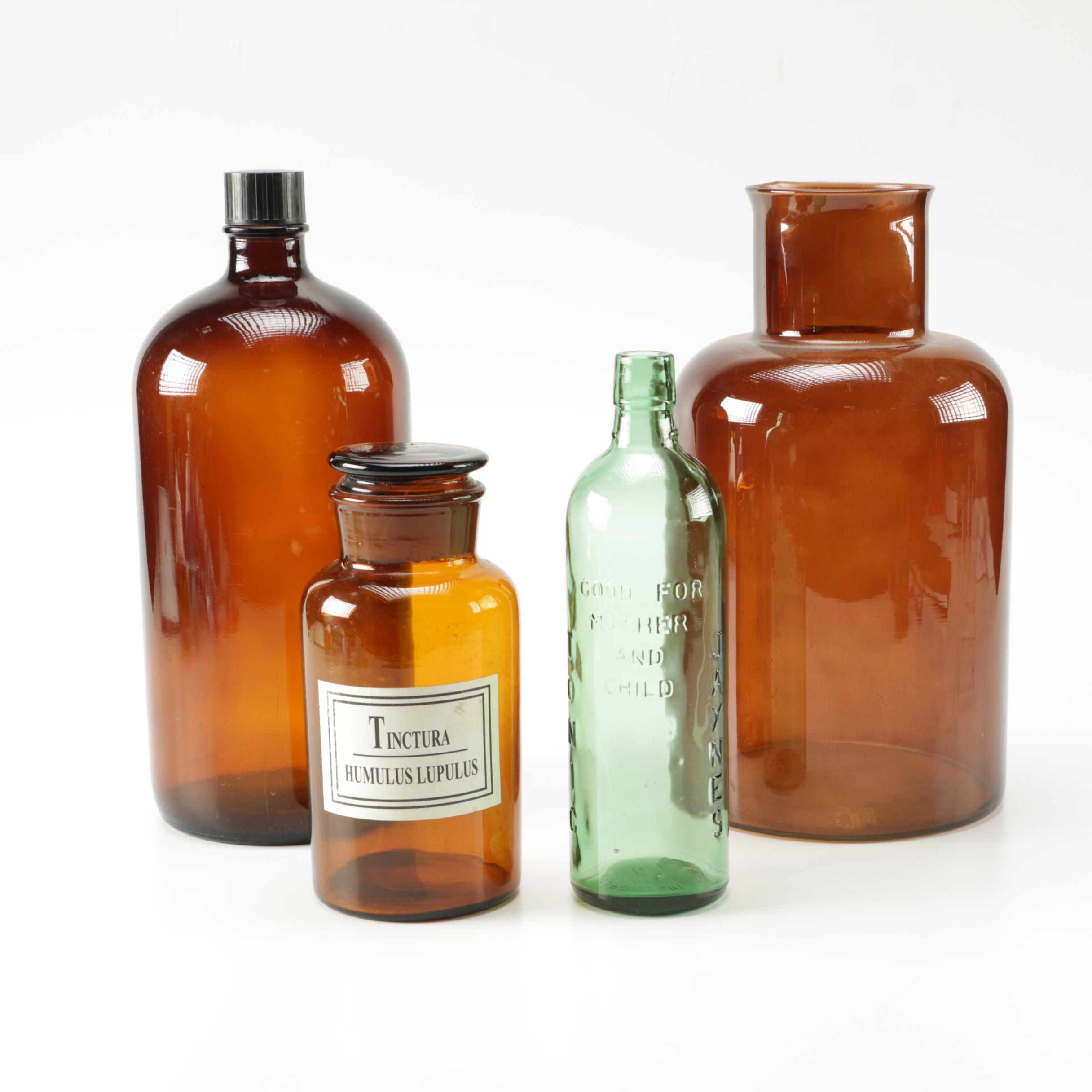 Assortment of Amber Glass Bottles