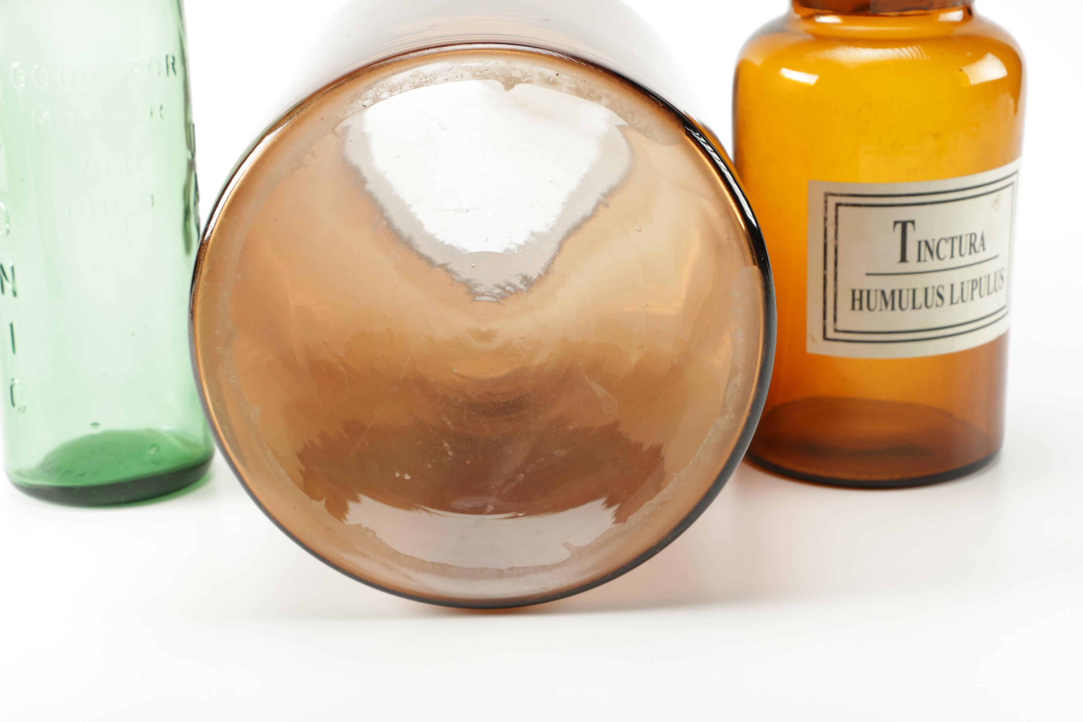 Assortment of Amber Glass Bottles