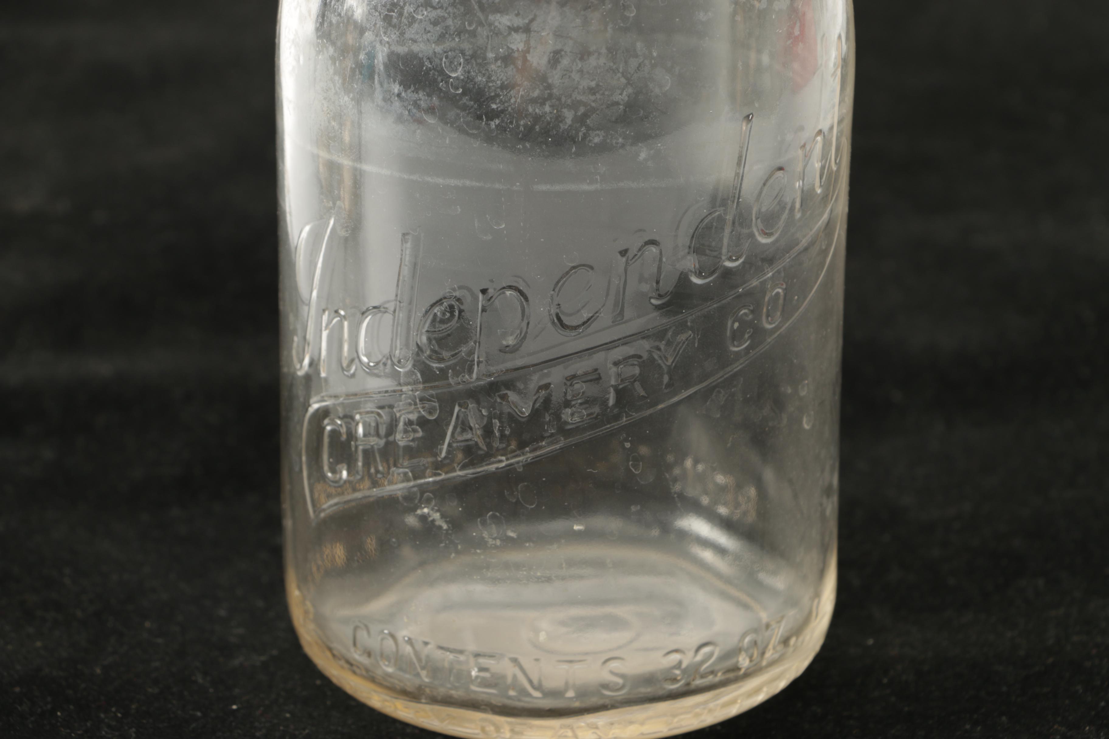 Vintage Glass Milk Bottles With Basket